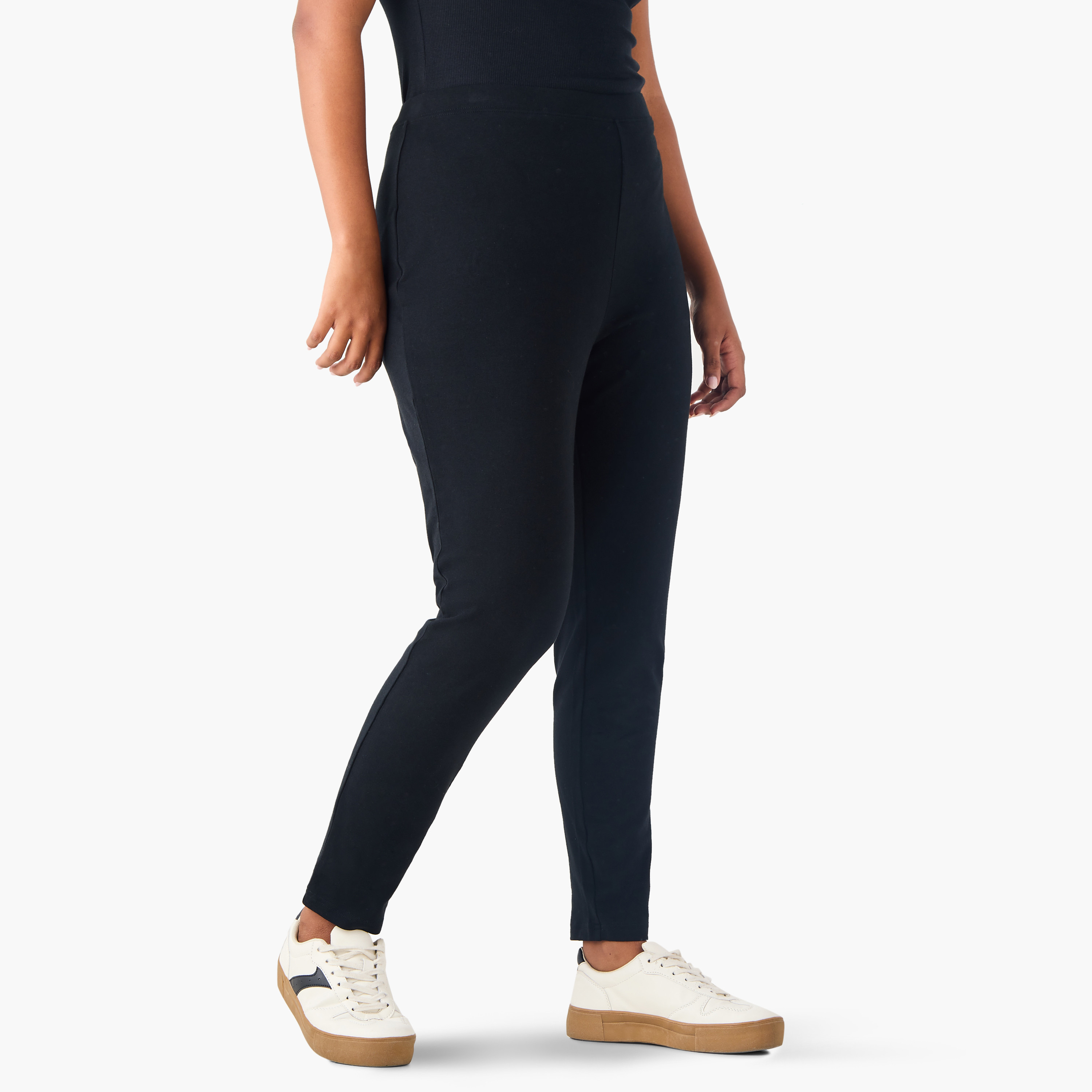 Set of 2 - Splash Basics Plus Size Ulla Popken Elasticated Waist Leggings-women-clothing-leggings-image-3