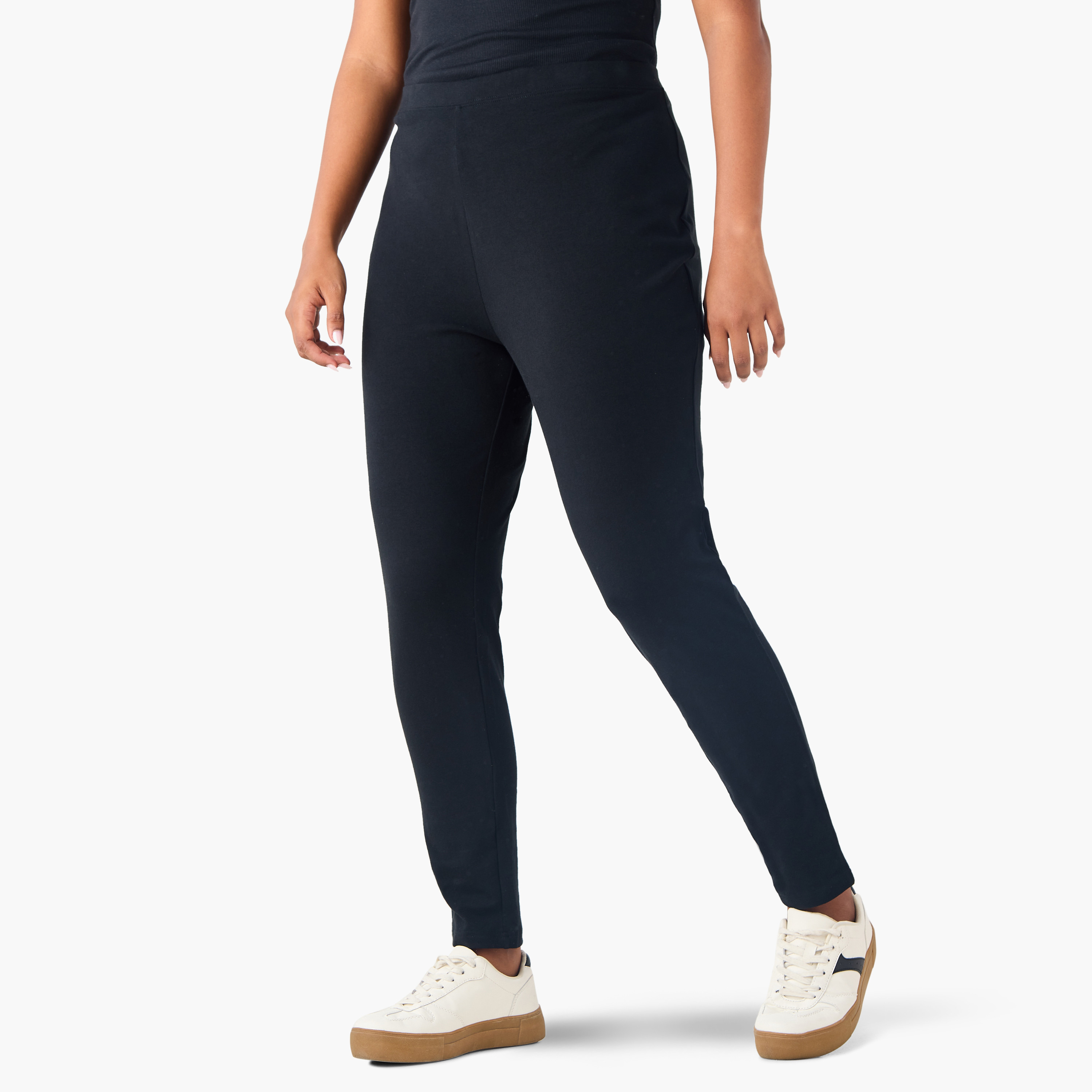 Set of 2 - Splash Basics Plus Size Ulla Popken Elasticated Waist Leggings-women-clothing-leggings-image-4