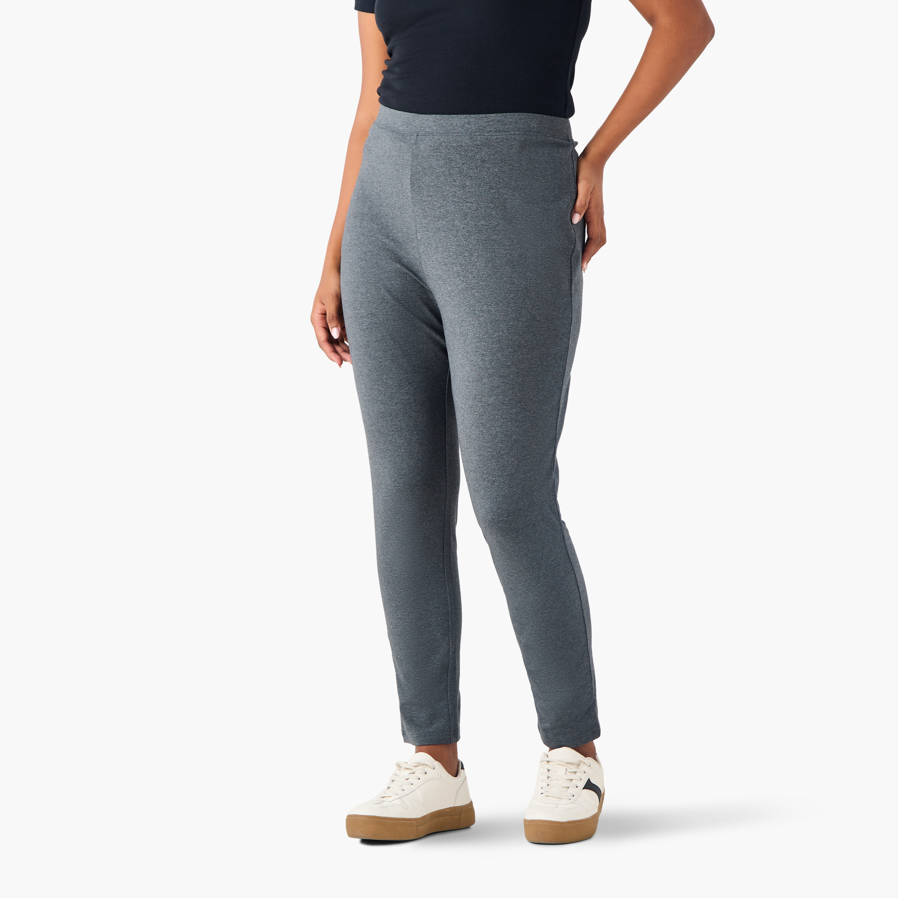 Set of 2 - Splash Basics Plus Size Ulla Popken Elasticated Waist Leggings-women-clothing-leggings-image-5