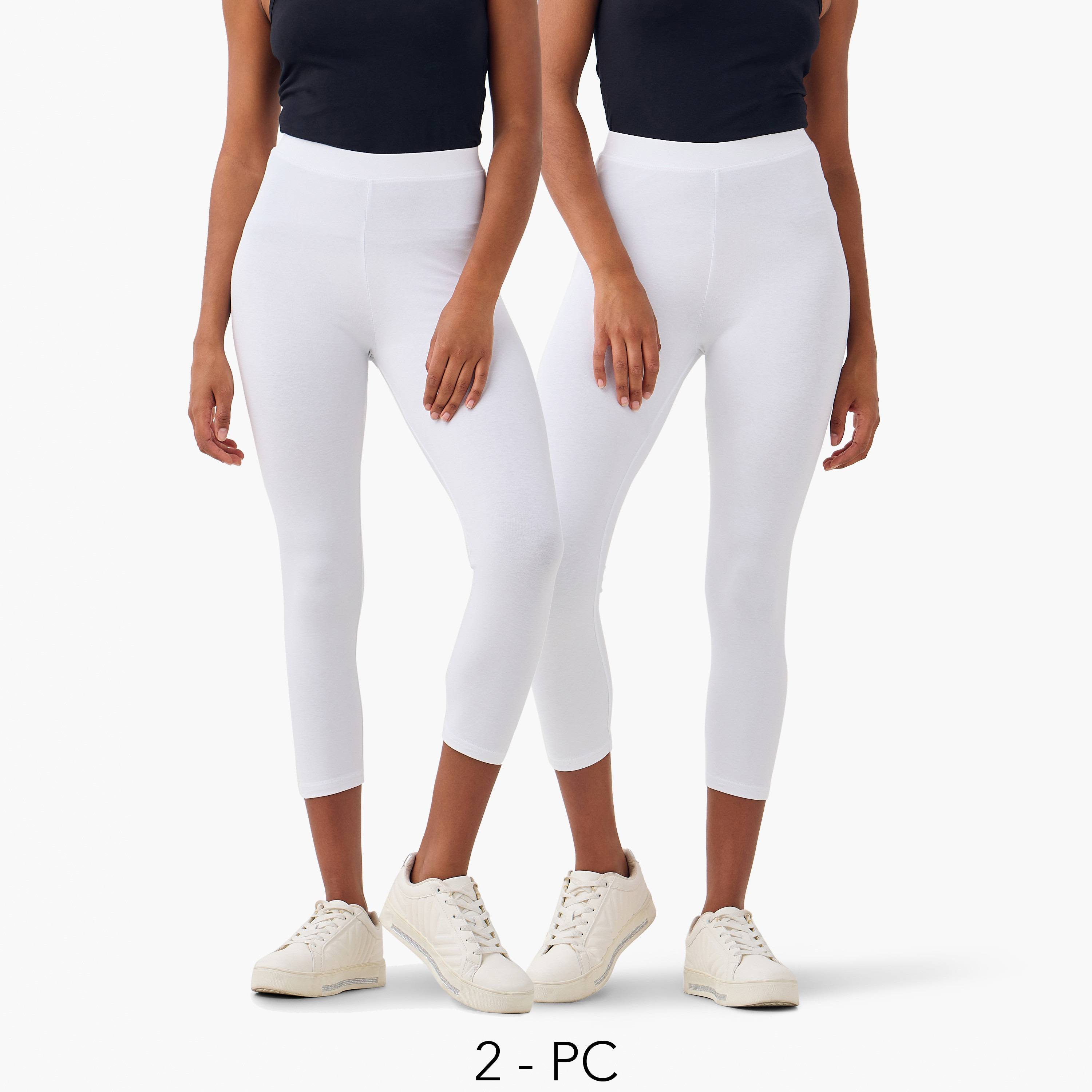 طقم بنطلون ليقنز قصير من قطعتين بخصر مطاطي-women-clothing-leggings-image-1