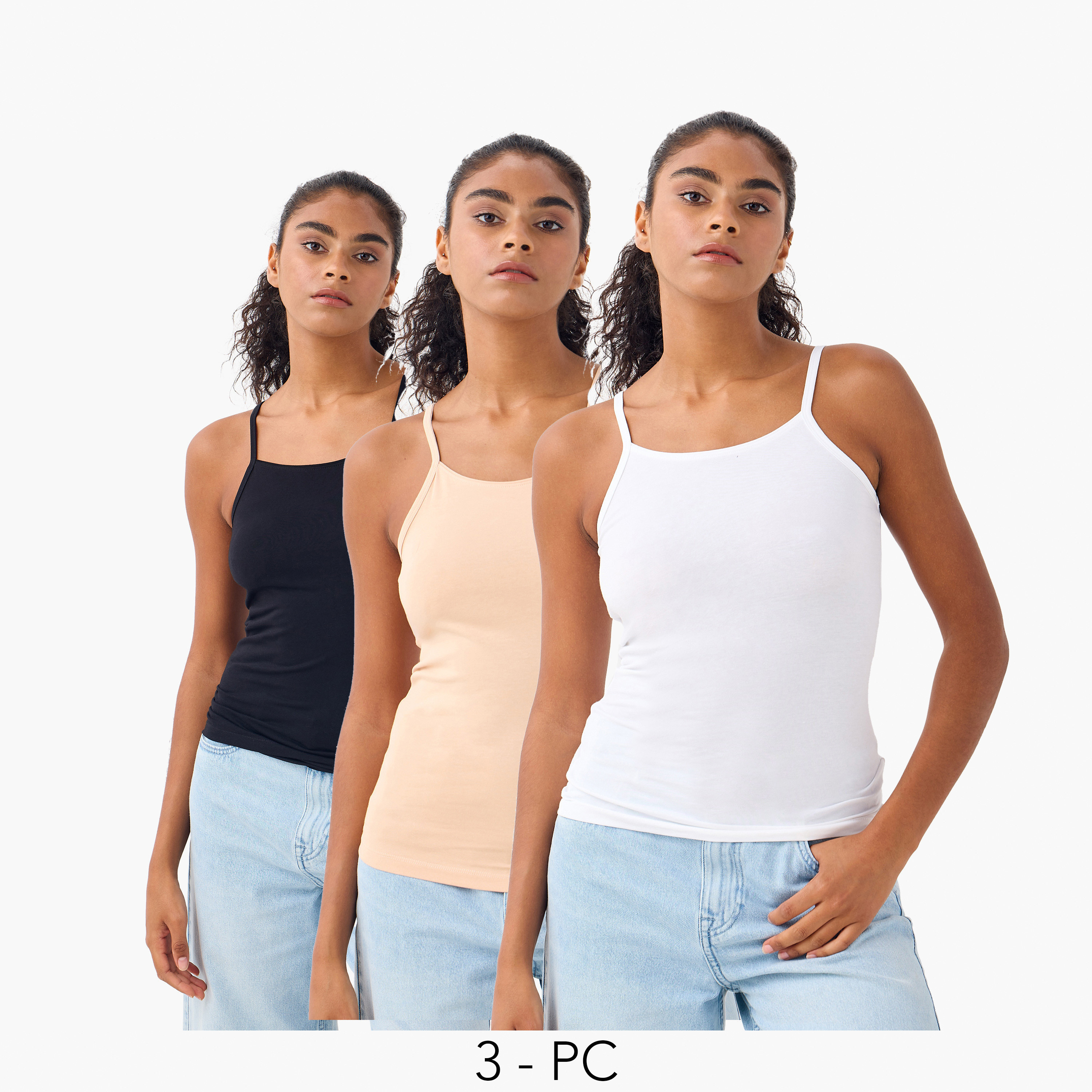 Set of 3 - Camisole with Scoop Neck and Spaghetti Straps-women-clothing-lingerie-camisoles-image-1