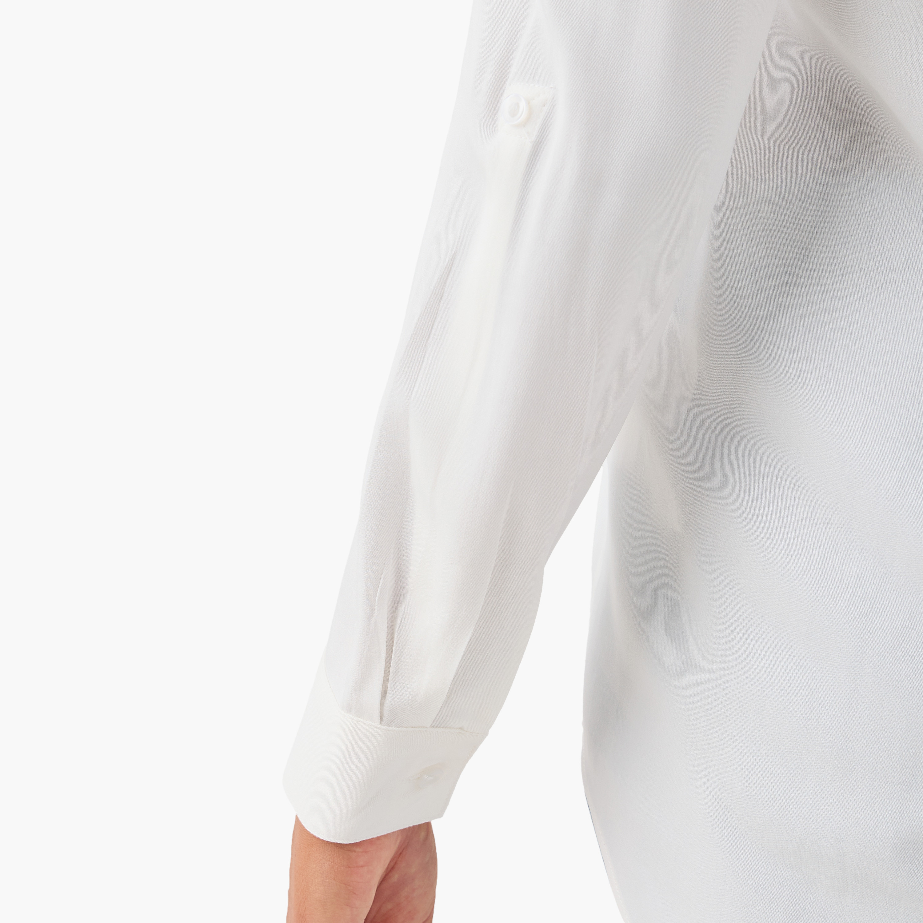 بلوزة بياقة ماندارين وأكمام طويلة وحوّاف غير متساوية من سبلاش بيزيكس - طقم من قطعتين-women-clothing-shirtsandblouses-blouses-image-8