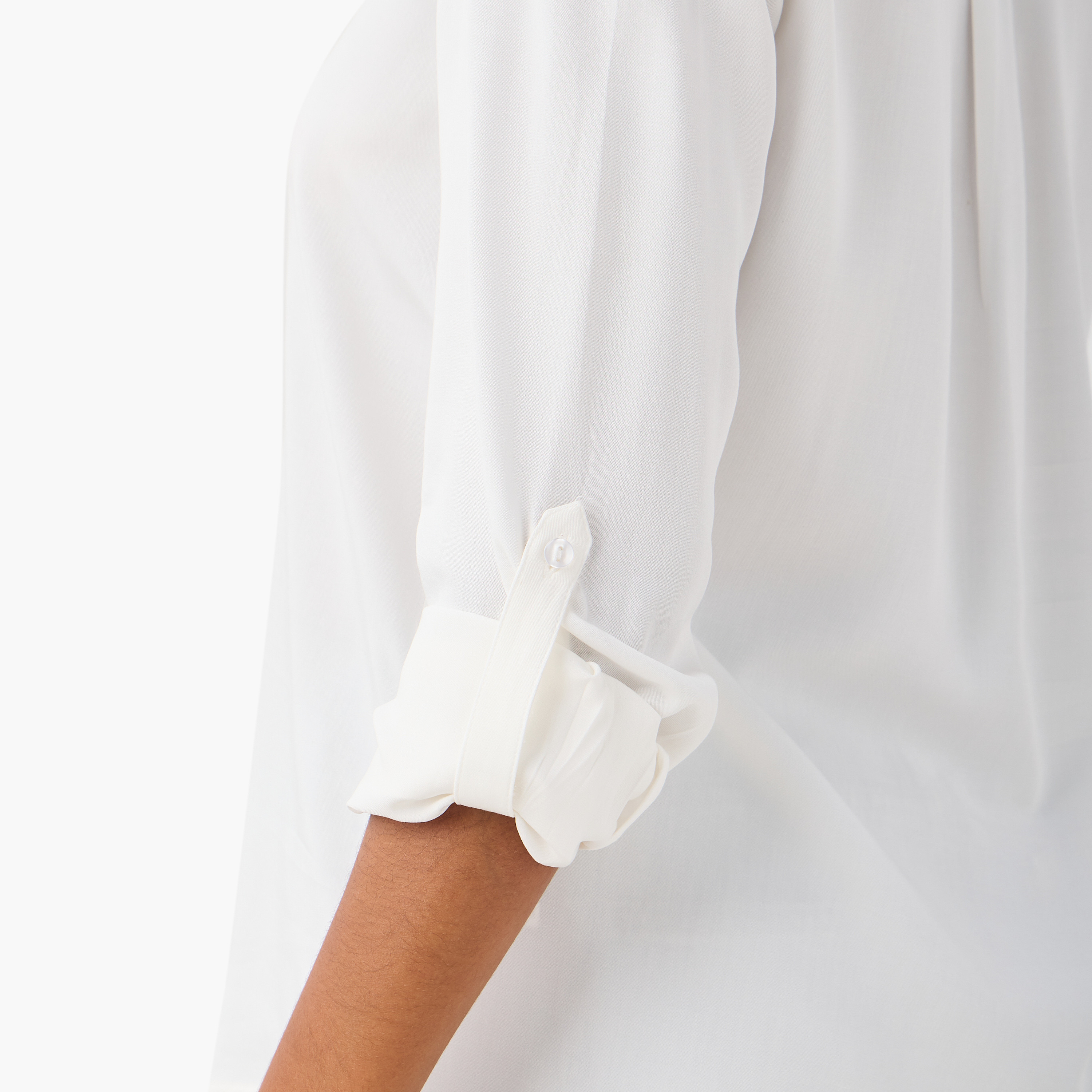 بلوزة بياقة ماندارين وأكمام طويلة وحوّاف غير متساوية من سبلاش بيزيكس - طقم من قطعتين-women-clothing-shirtsandblouses-blouses-image-9