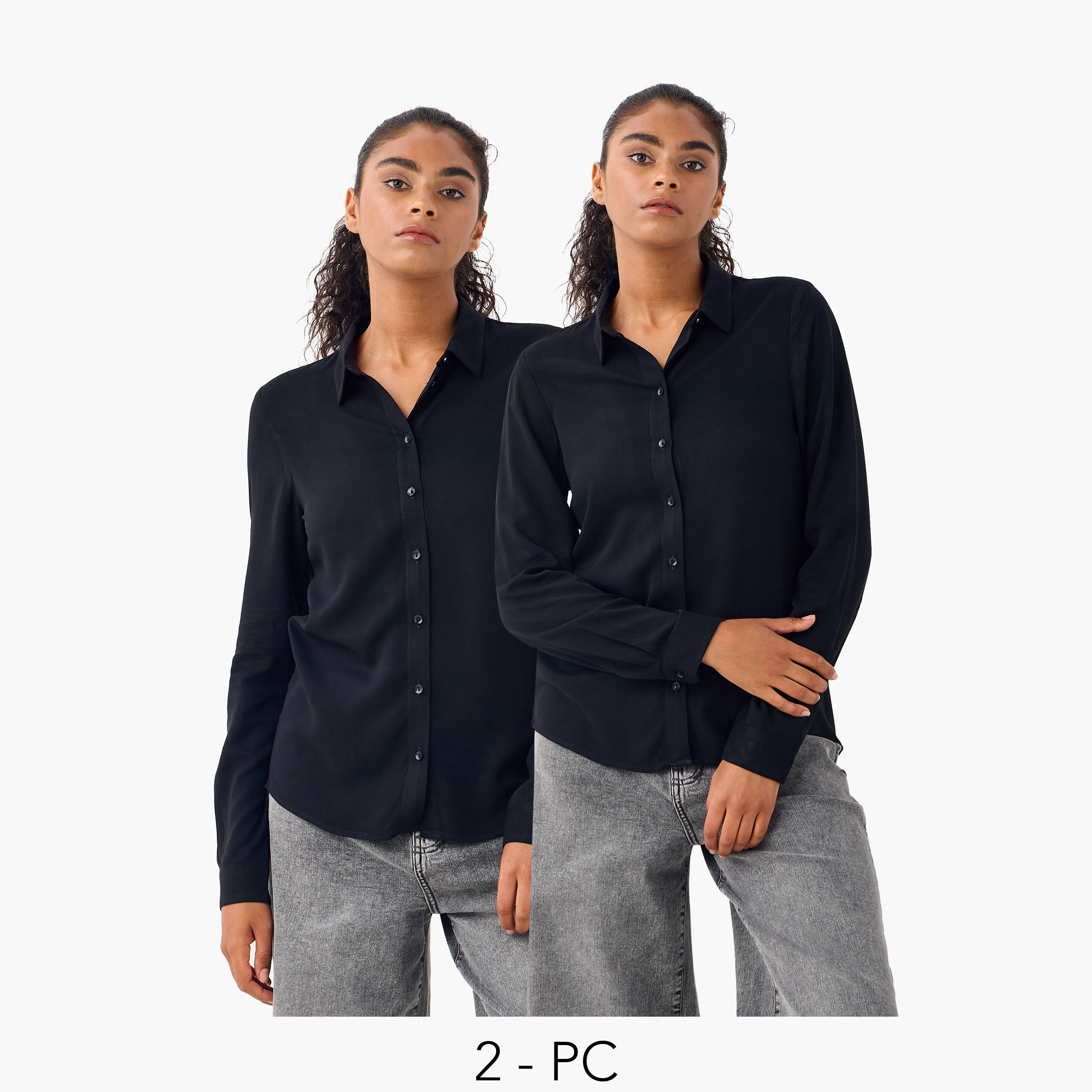 قميص بأكمام طويلة من سبلاش بيزيكس - طقم من قطعتين-women-clothing-shirtsandblouses-shirts-image-1