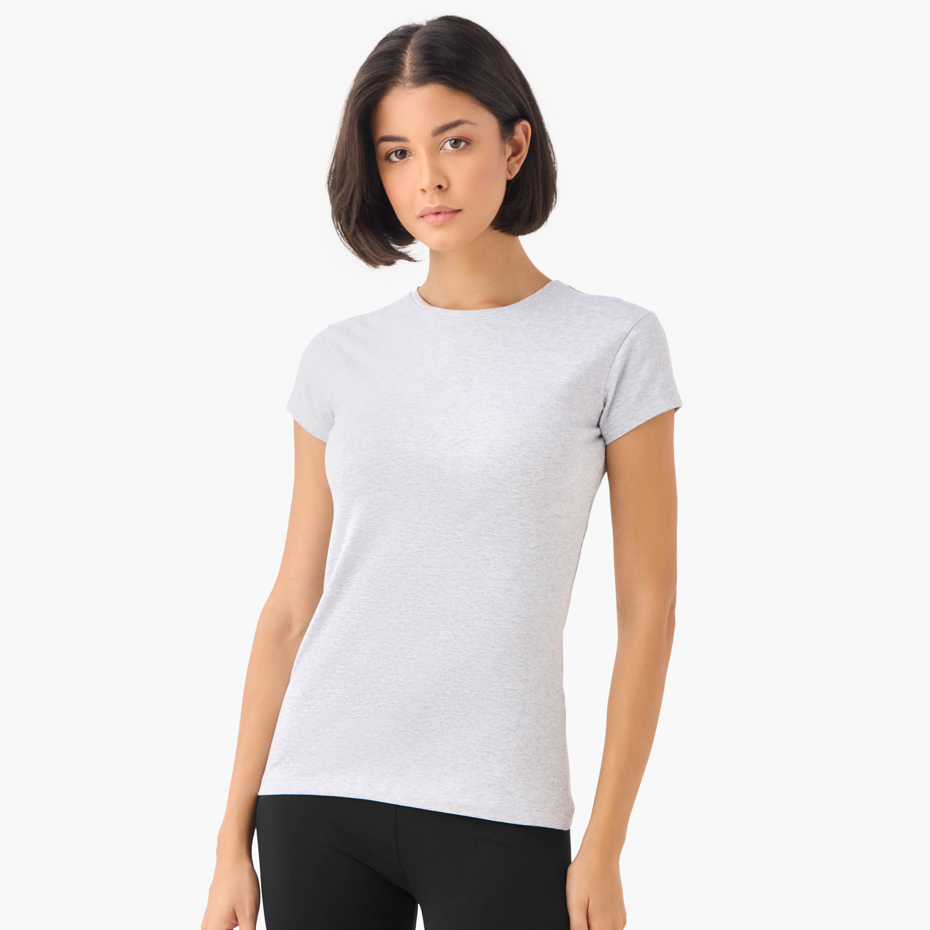 تيشيرت بياقة ضيّقة وأكمام كاب من سبلاش بيزيكس - طقم من قطعتين-women-clothing-tshirts-image-3
