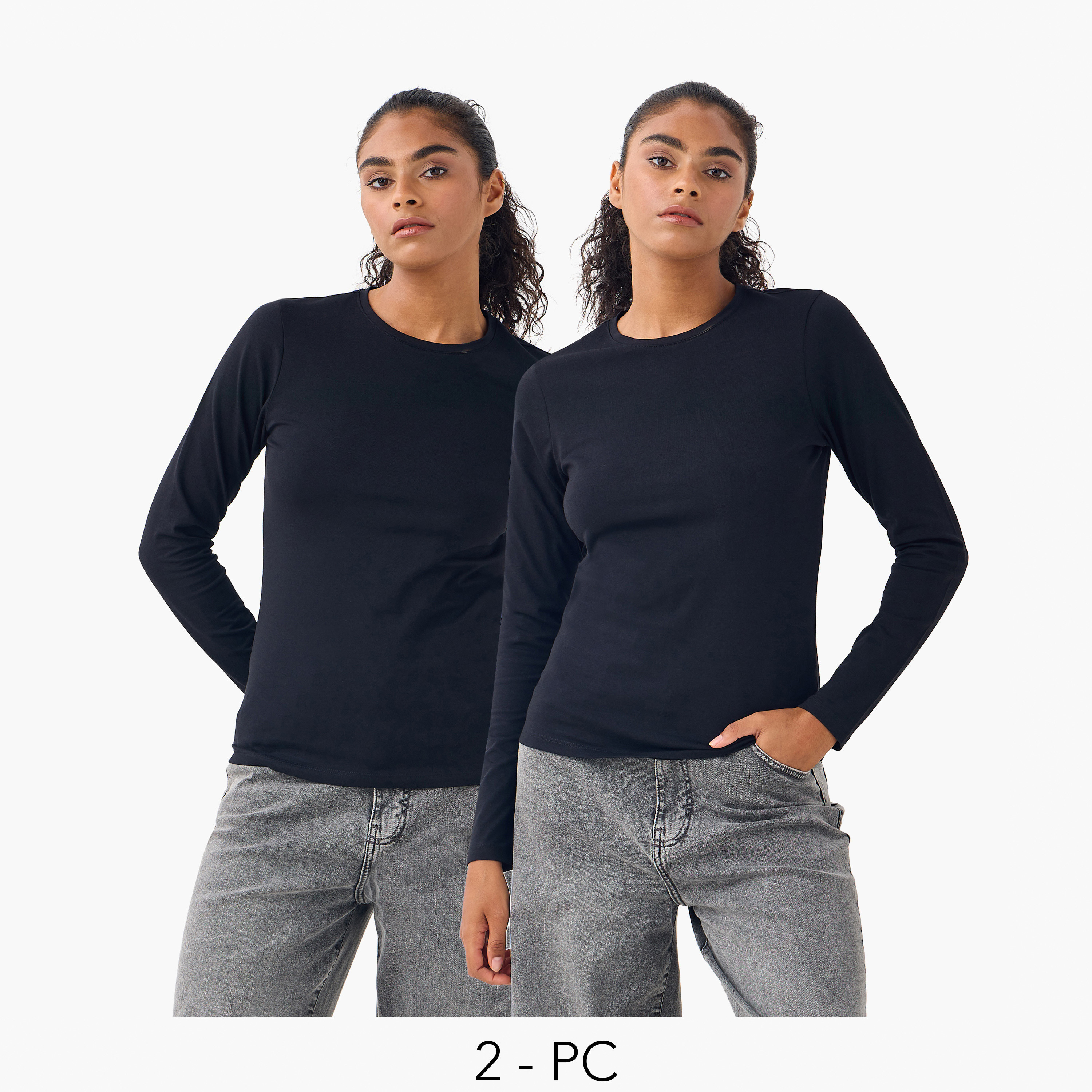 تيشيرت بياقة ضيقة - طقم من 2-women-clothing-tshirts-image-1