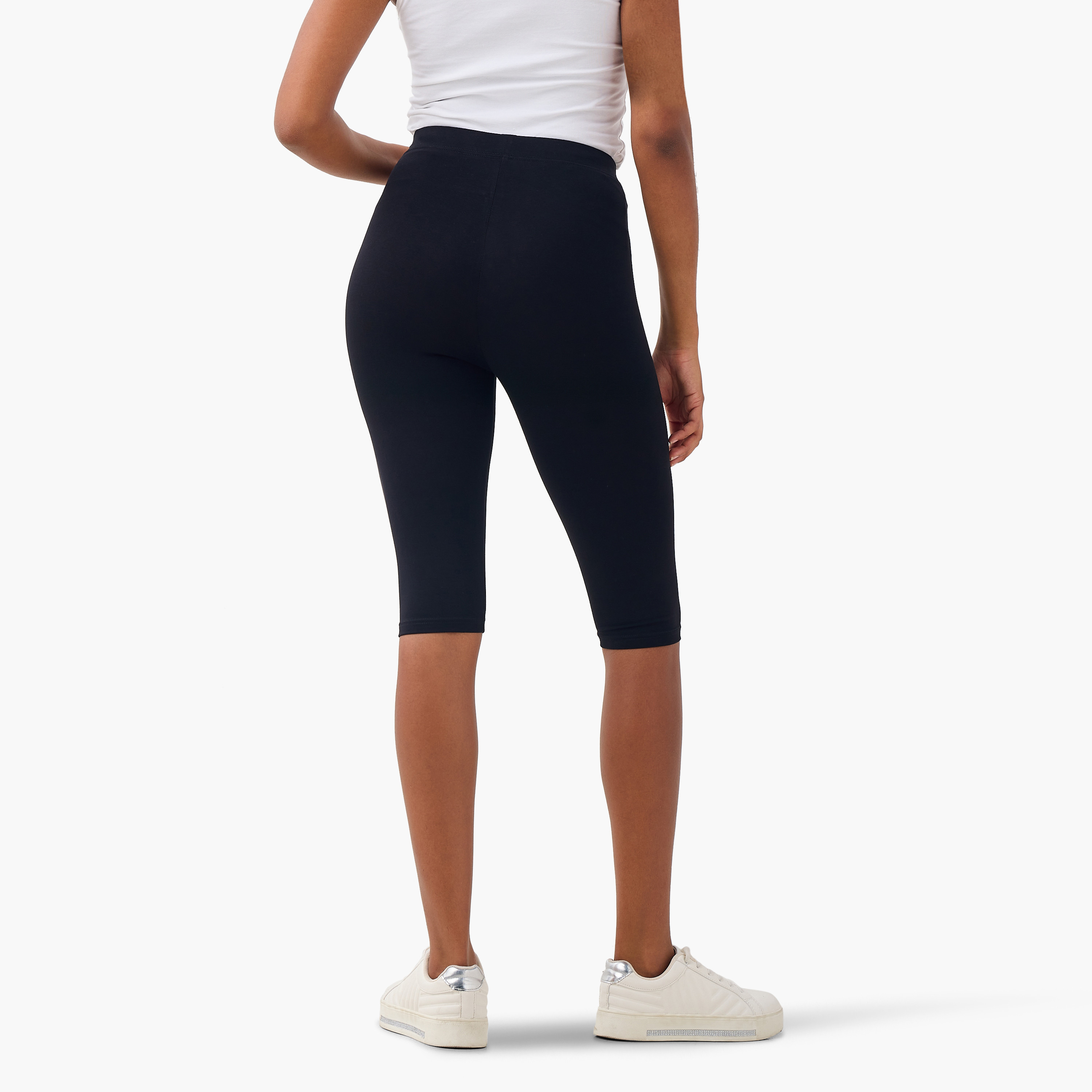 Set of 2 - Splash Basics Knee Length Elasticated Waist Leggings-women-clothing-leggings-image-3