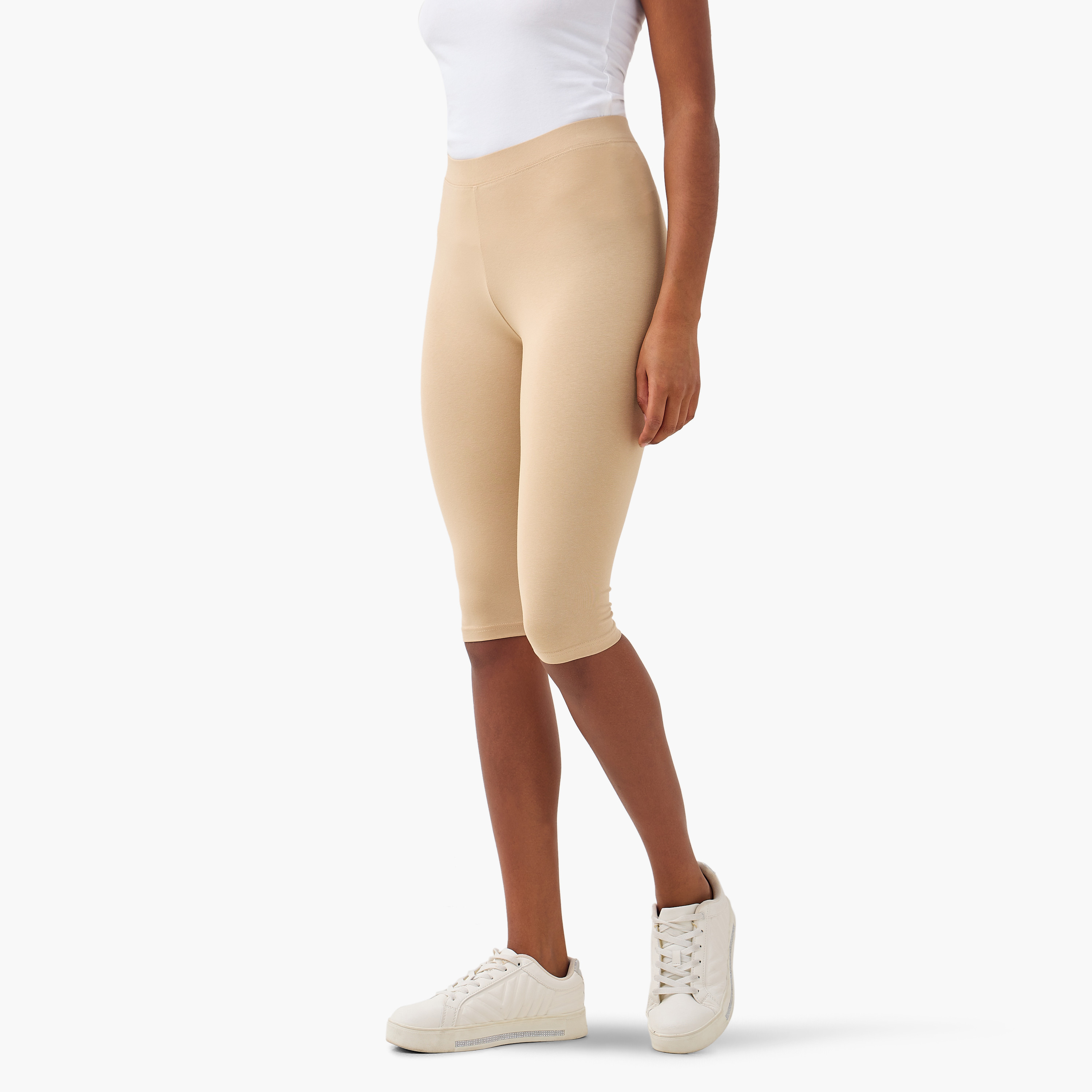 Set of 2 - Splash Basics Knee Length Elasticated Waist Leggings-women-clothing-leggings-image-4