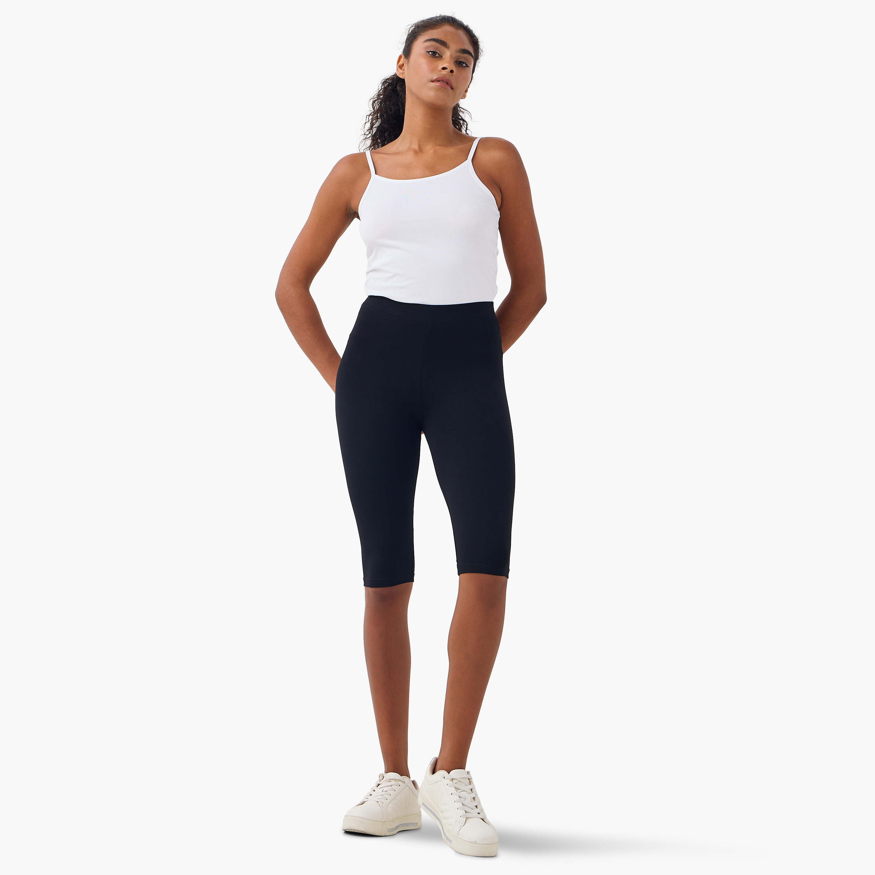 Set of 2 - Splash Basics Knee Length Elasticated Waist Leggings-women-clothing-leggings-image-7