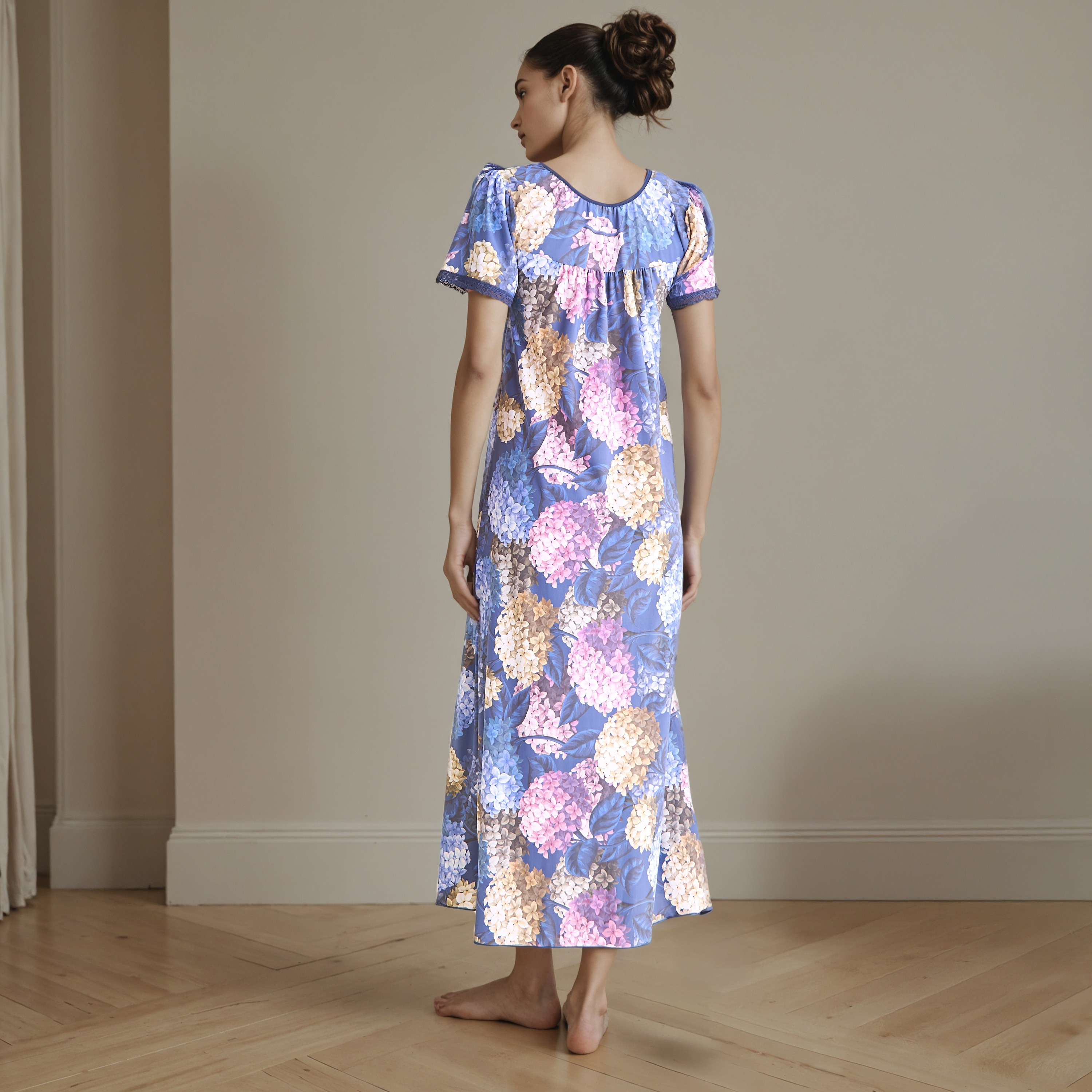 Floral Print Night Gown with Thongs-women-clothing-nightwear-robes-image-2