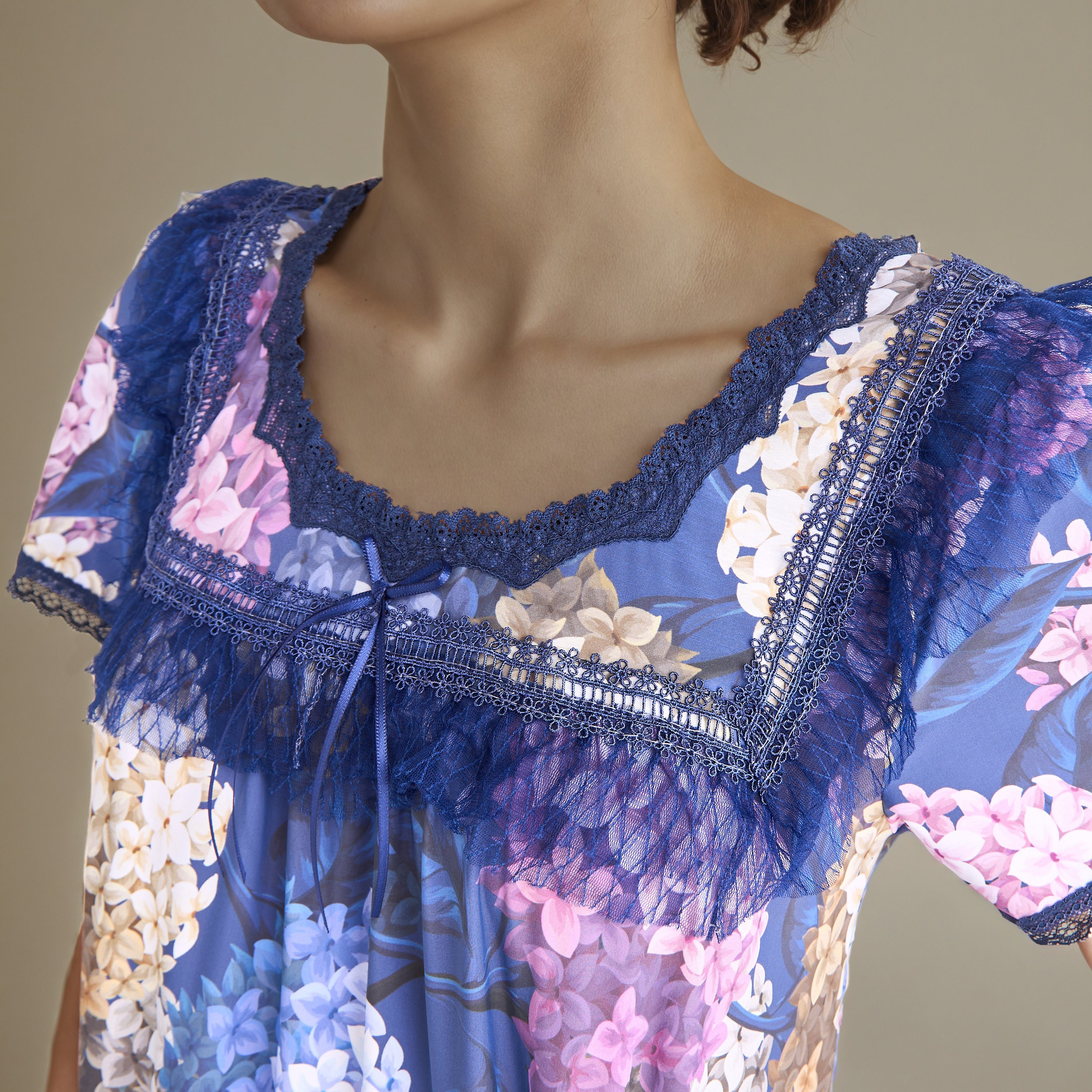 Floral Print Night Gown with Thongs-women-clothing-nightwear-robes-image-4