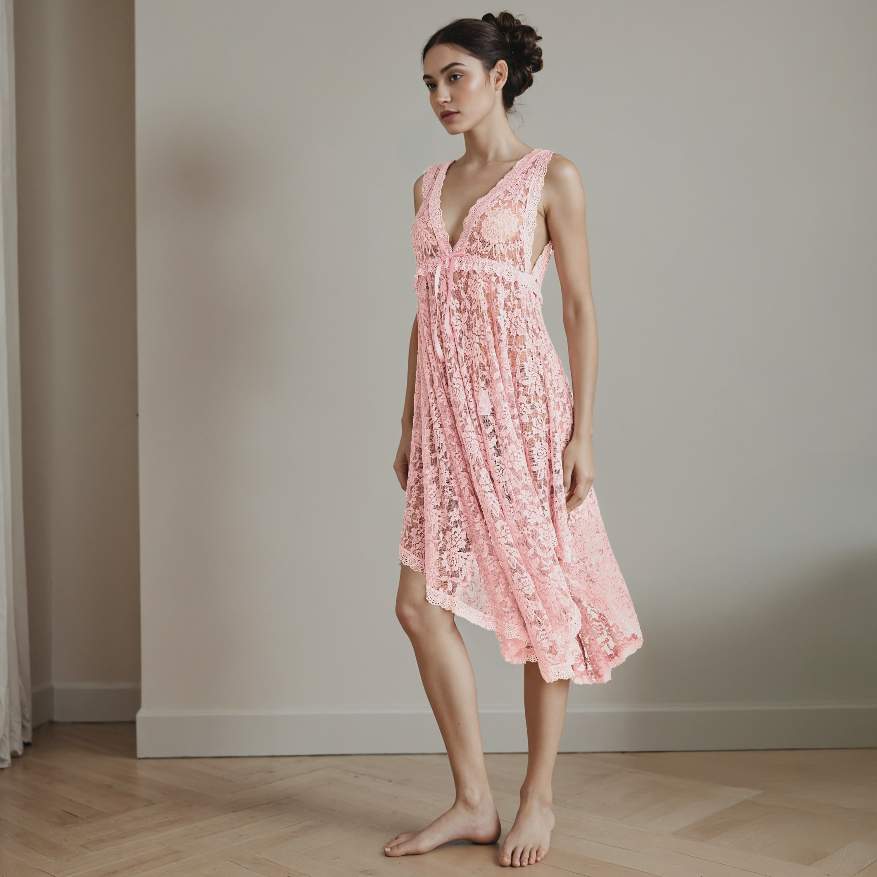 Lace Asymmetric Bridal Night Gown-women-clothing-nightwear-robes-image-1