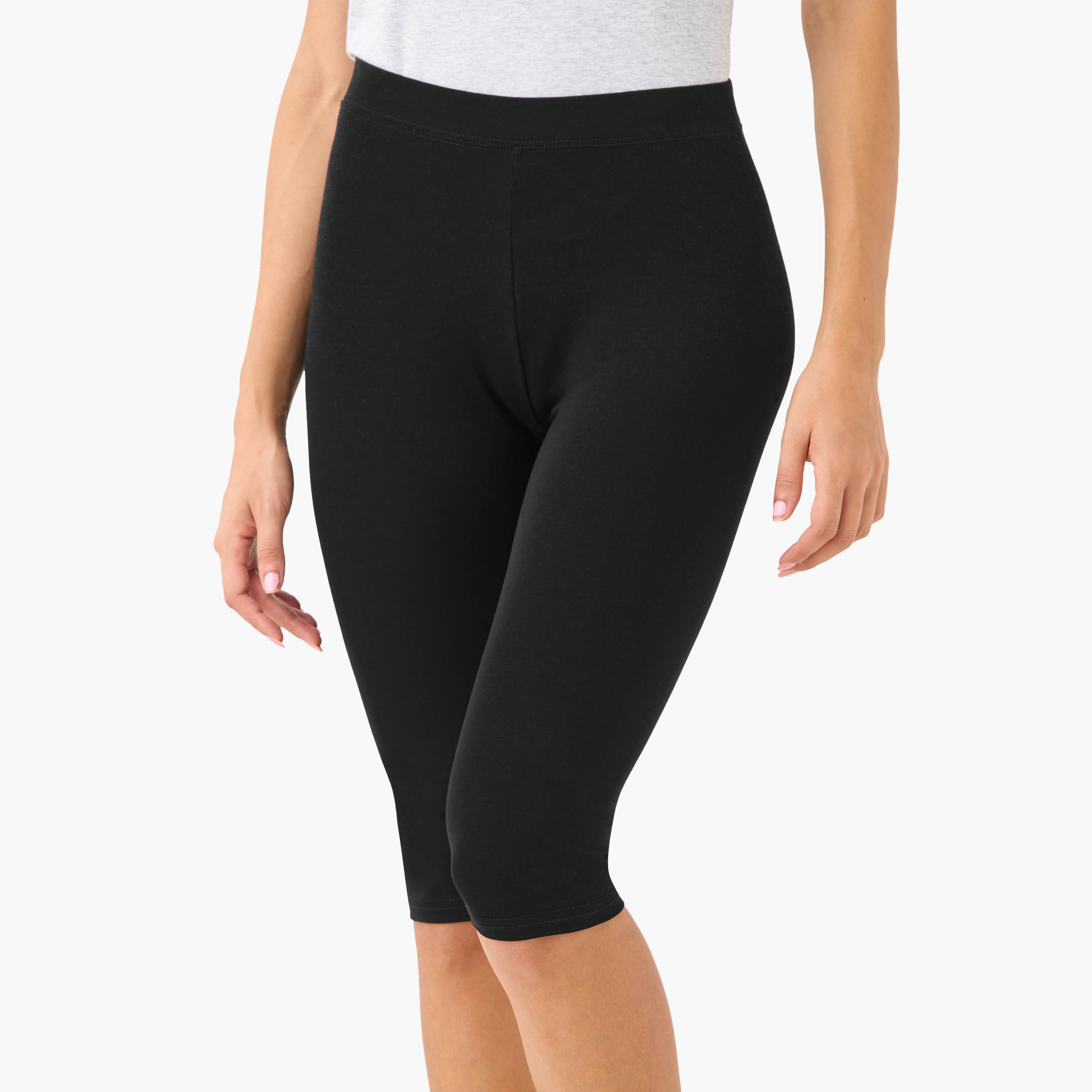 Set of 2 - Splash Basics Cropped Elasticated Waist Leggings-women-clothing-leggings-image-2