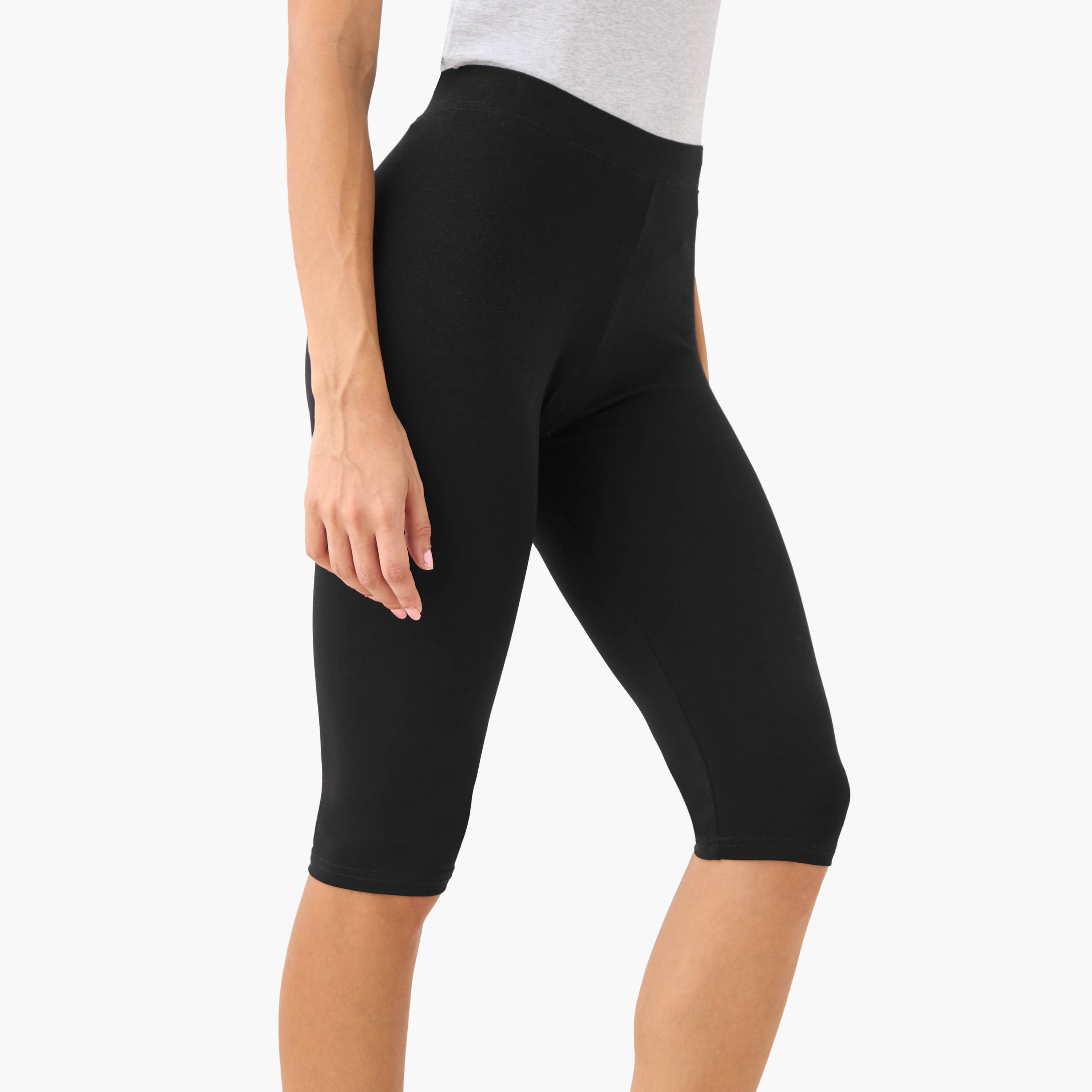 Set of 2 - Splash Basics Cropped Elasticated Waist Leggings-women-clothing-leggings-image-3