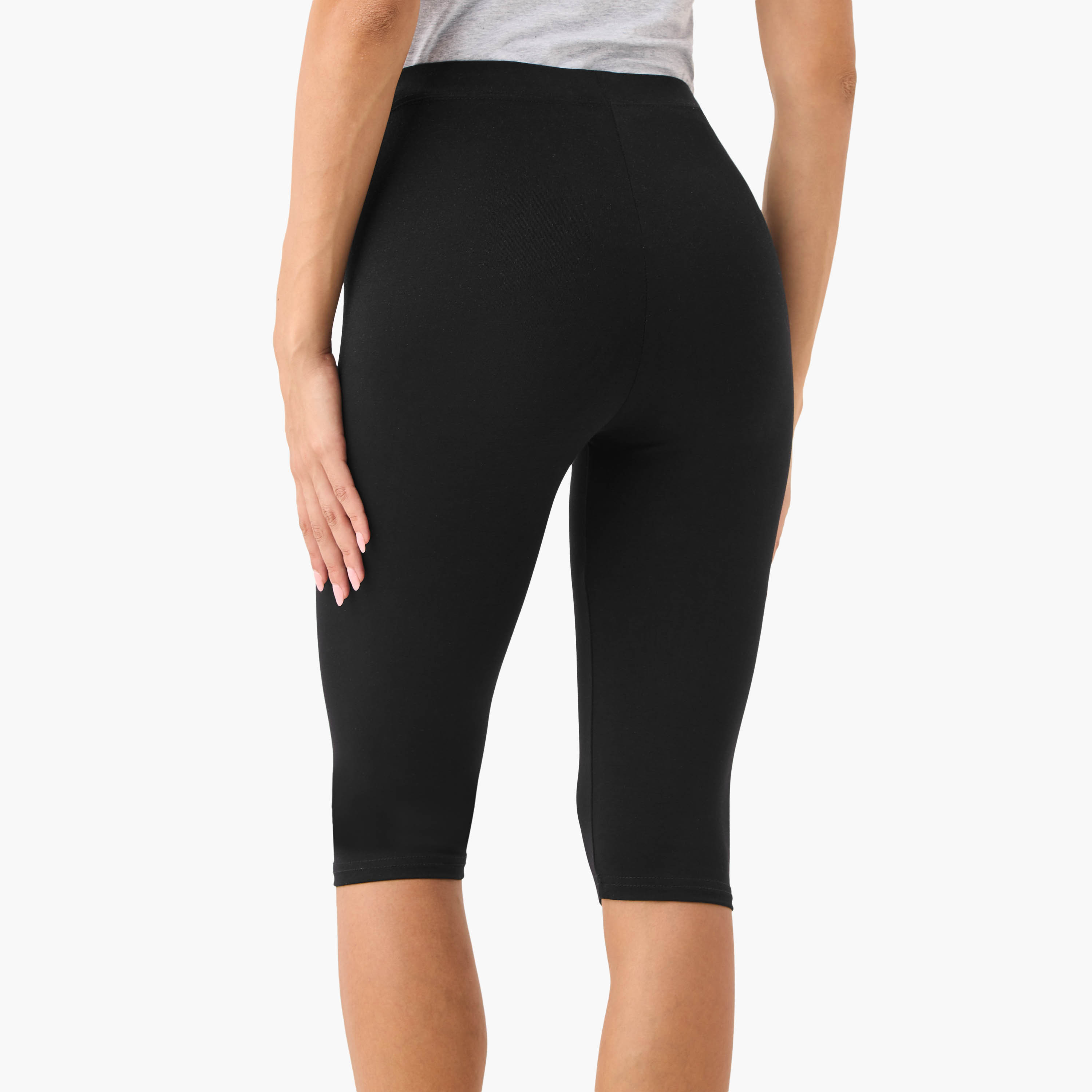 Set of 2 - Splash Basics Cropped Elasticated Waist Leggings-women-clothing-leggings-image-4