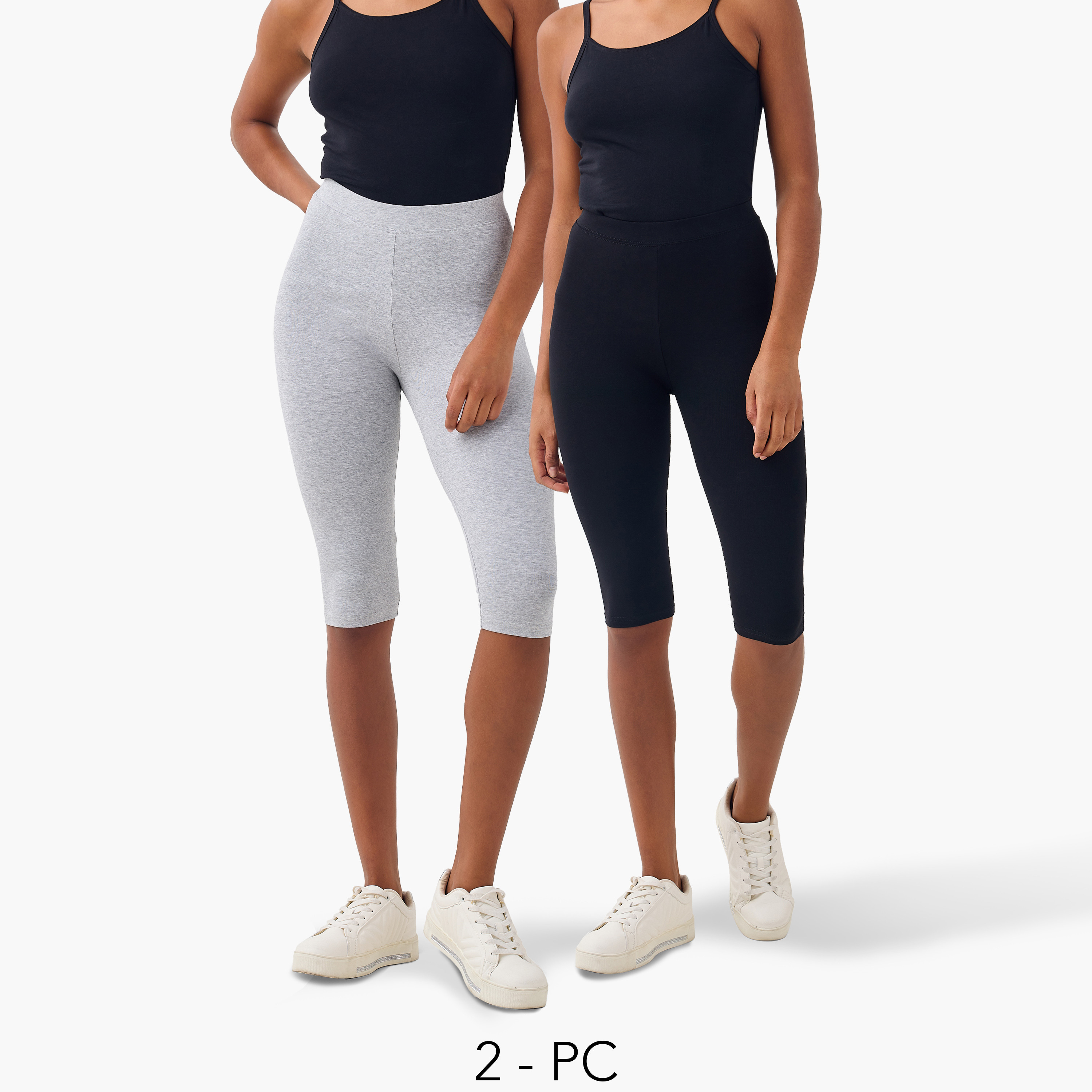 Set of 2 - Cropped Flexi Waist Leggings-women-clothing-leggings-image-1