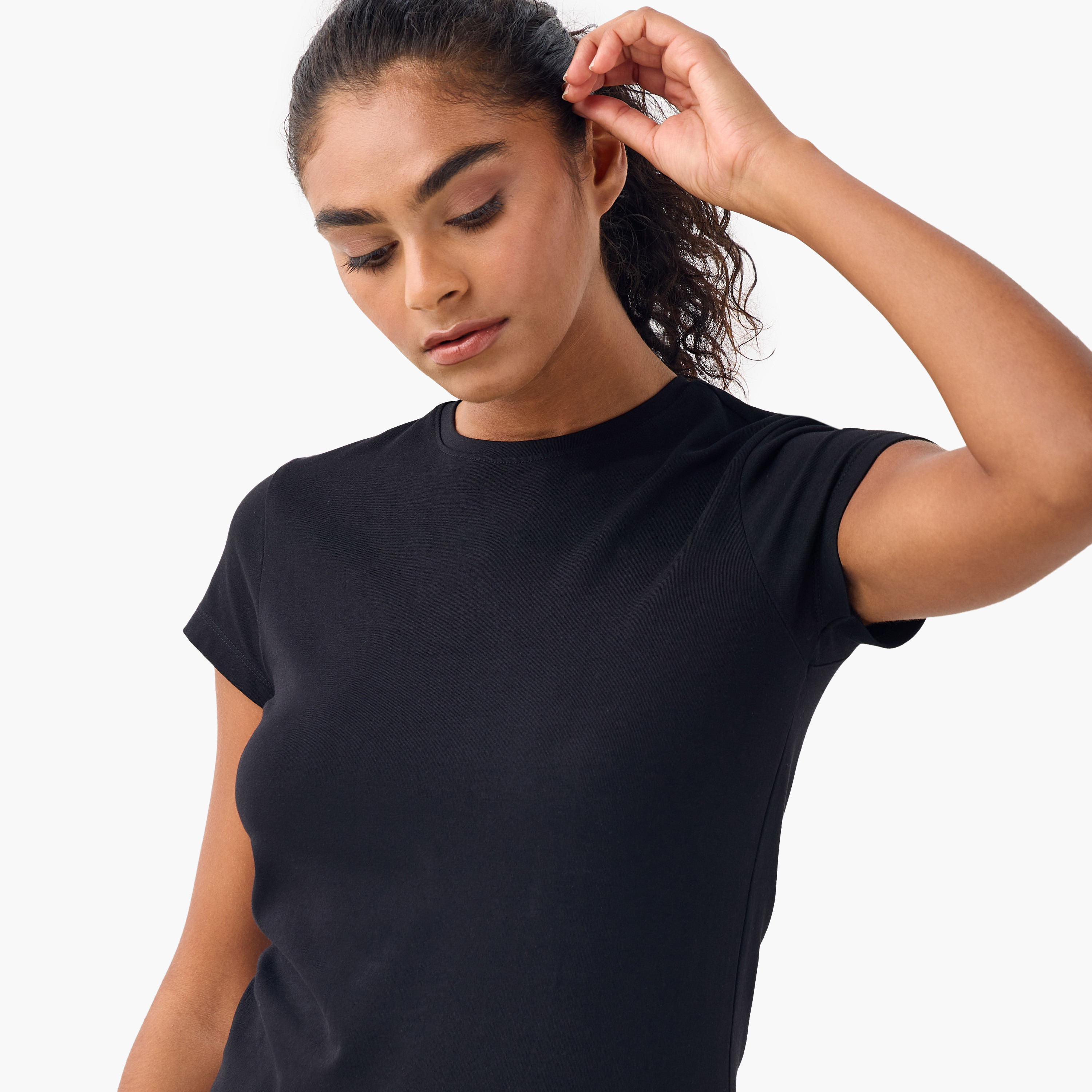 تيشيرت بياقة ضيقة - طقم من قطعتين-women-clothing-tshirts-image-6