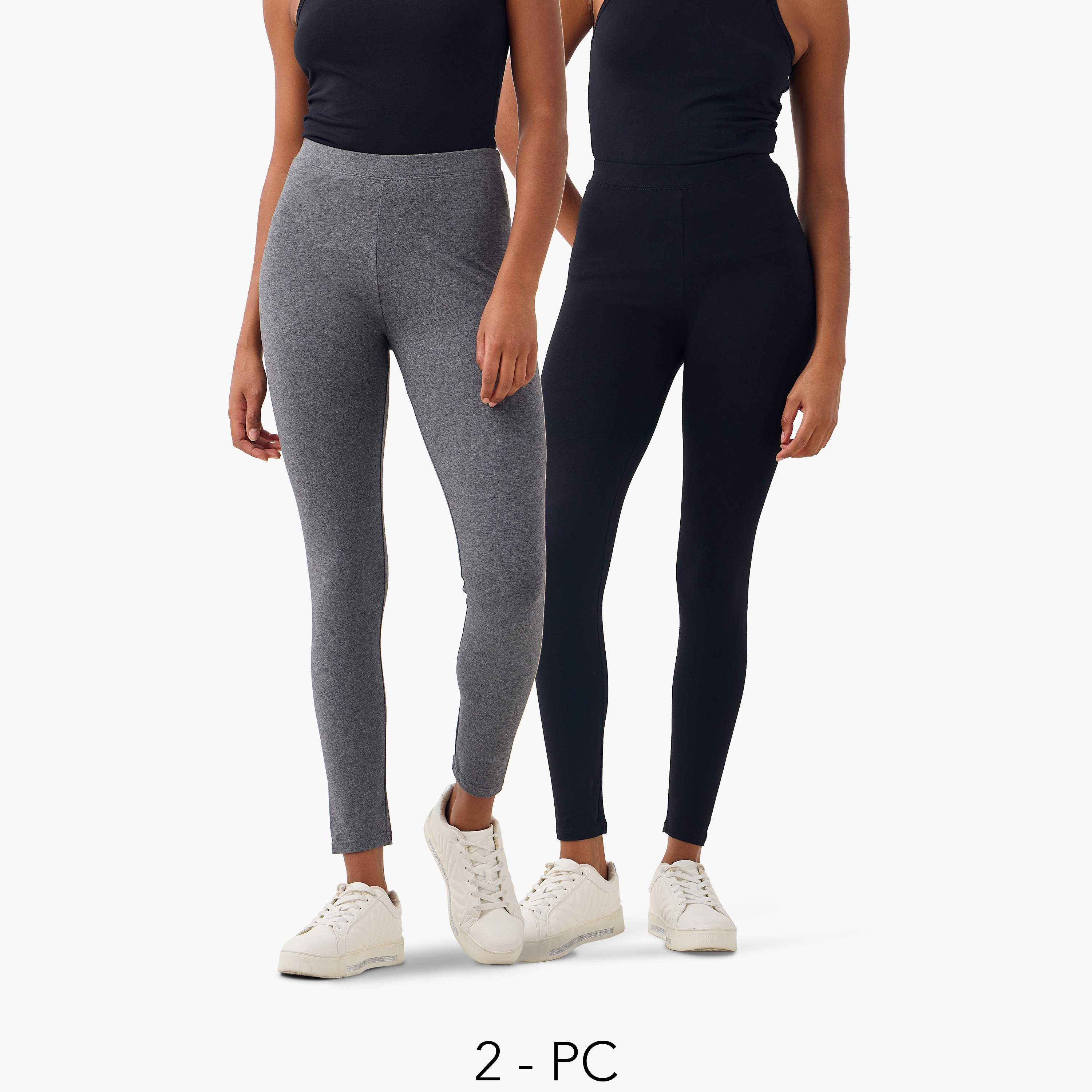 Set of 2 - Splash Basics Elasticated Waist Leggings-women-clothing-leggings-image-1