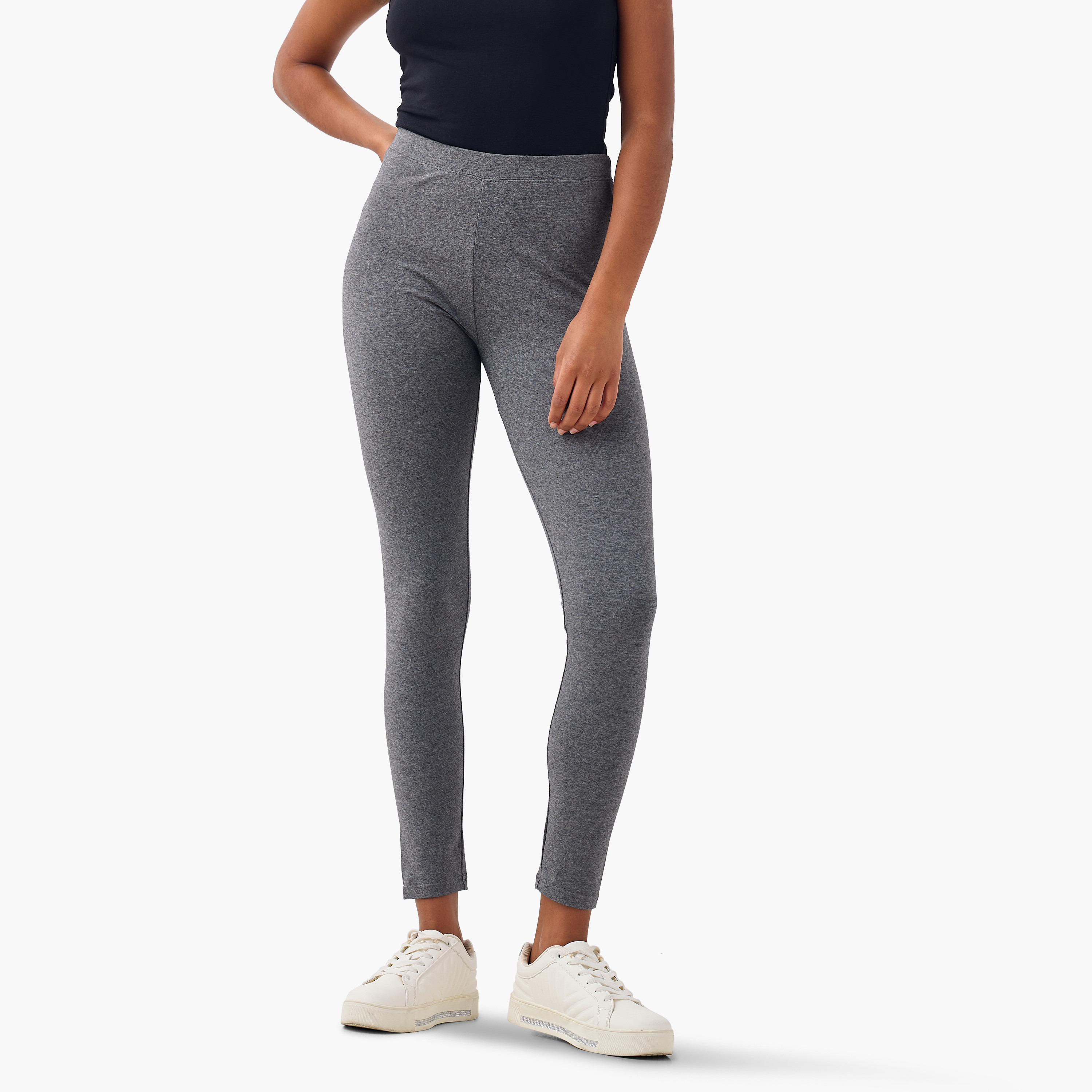 Set of 2 - Splash Basics Elasticated Waist Leggings-women-clothing-leggings-image-2