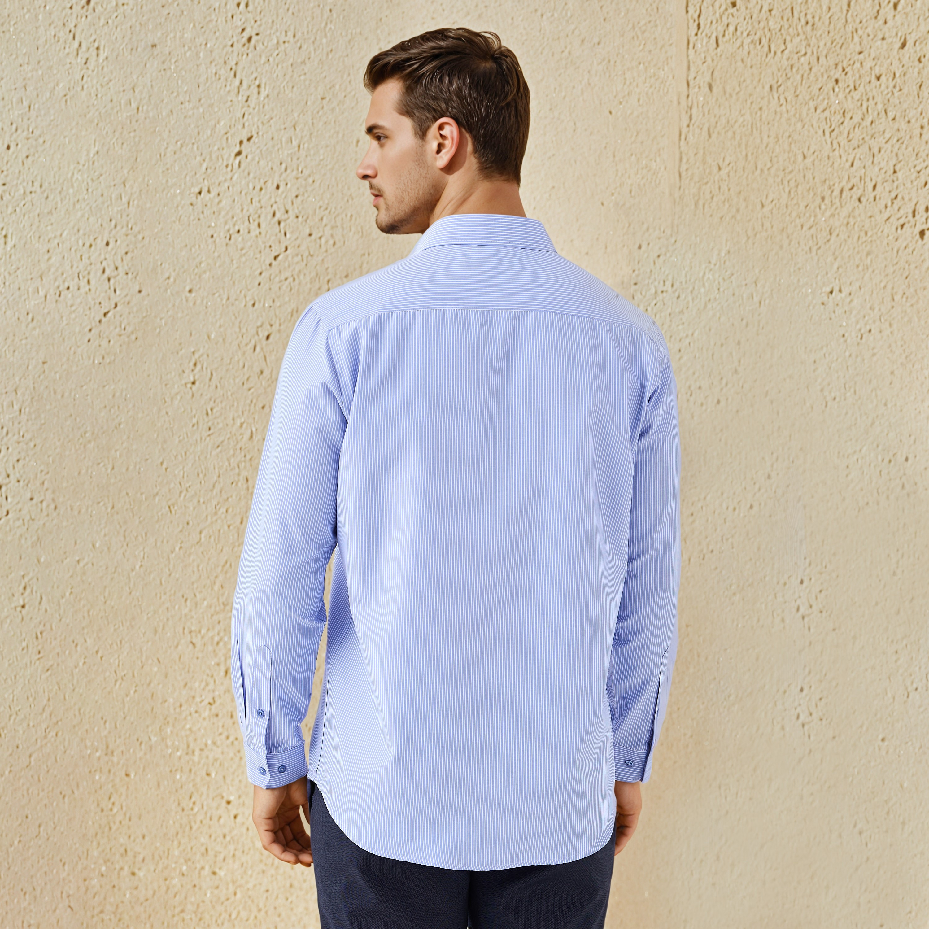 Regular Fit Striped Collared Shirt with Long Sleeves-men-clothing-shirts-image-3