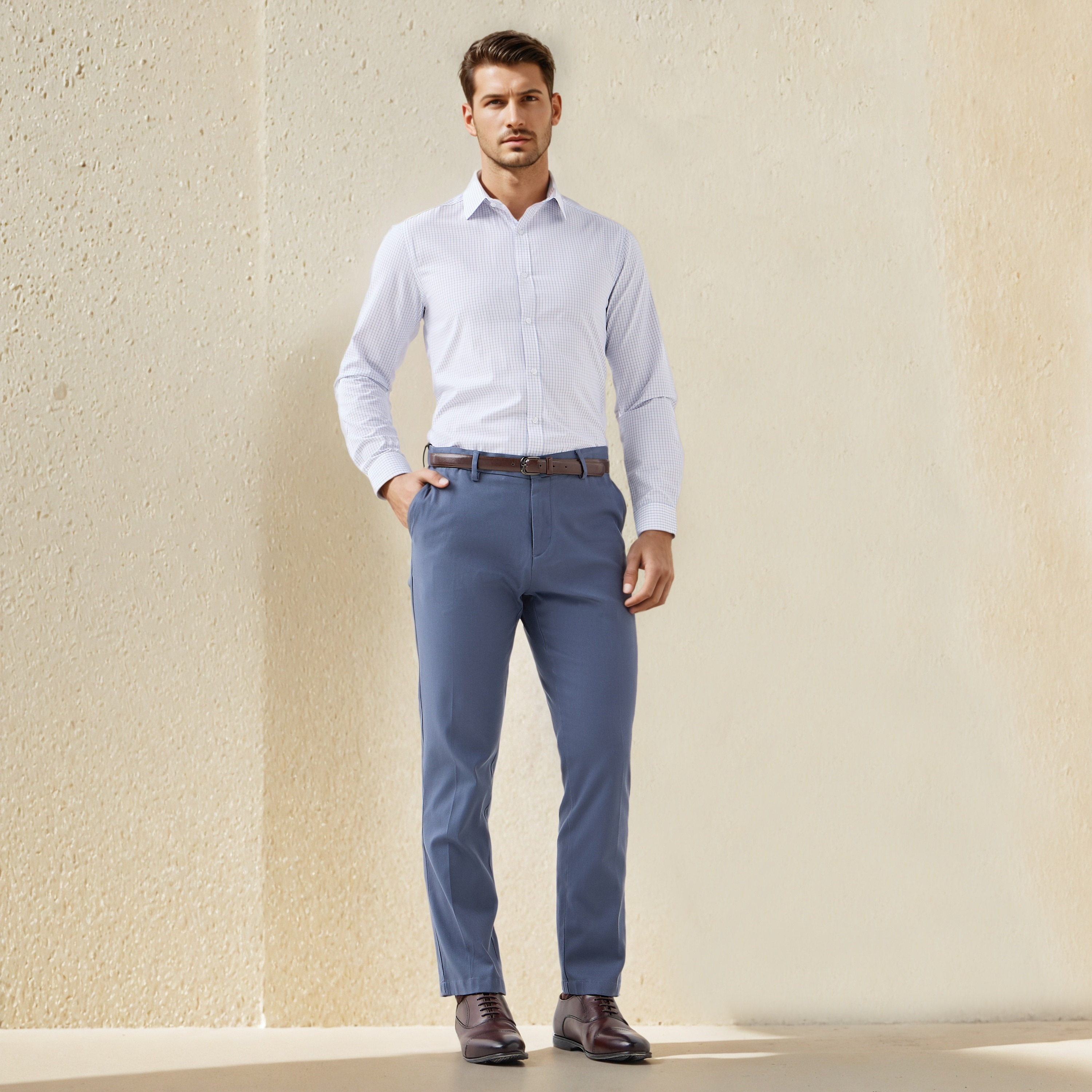 Regular Fit Checked Collared Shirt with Long Sleeves-men-clothing-shirts-image-2