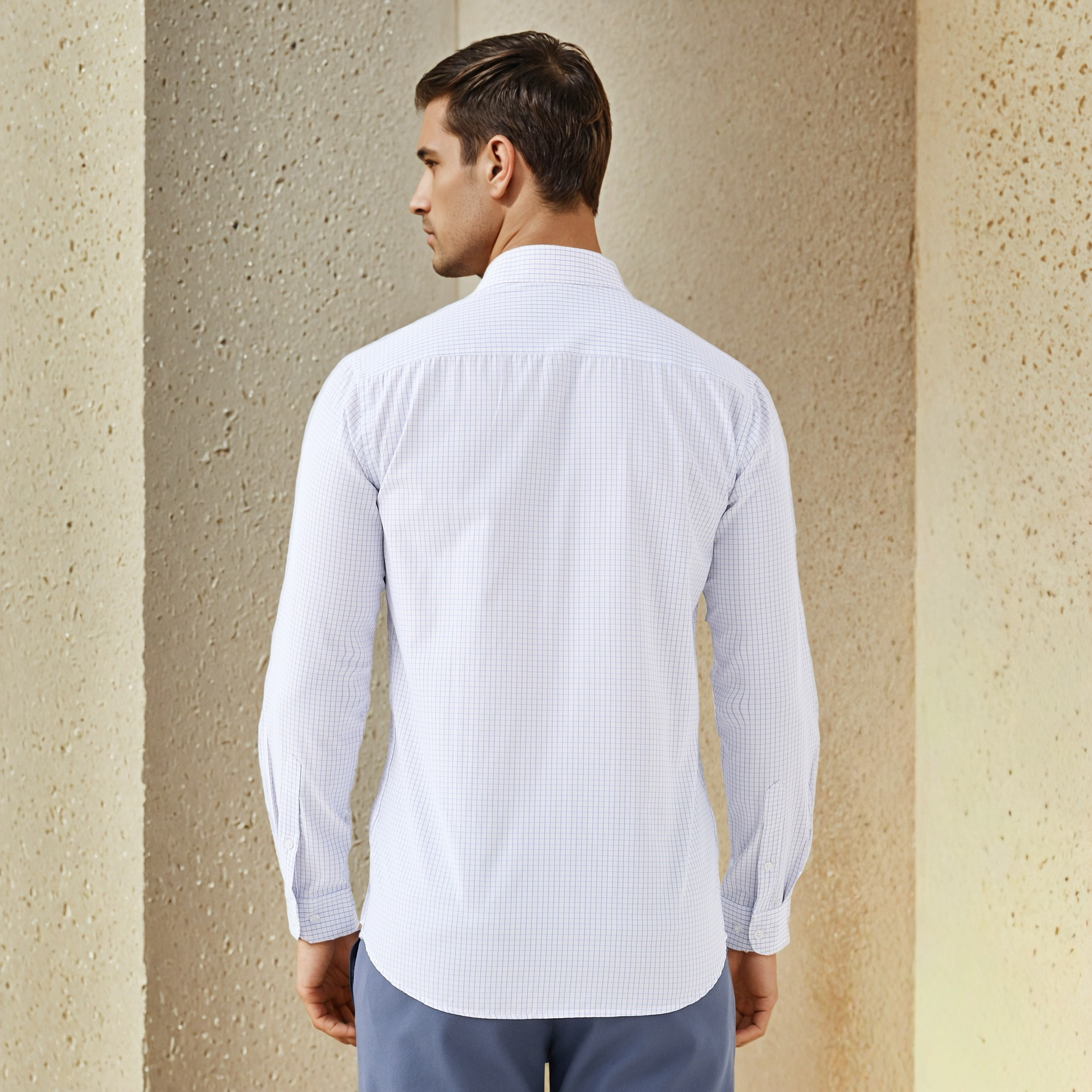 Regular Fit Checked Collared Shirt with Long Sleeves-men-clothing-shirts-image-3