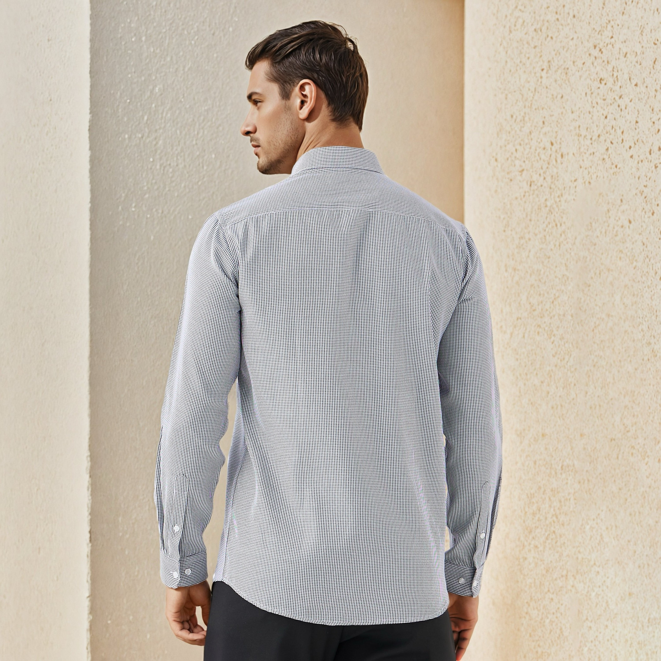 Regular Fit Checked Collared Shirt with Long Sleeves-men-clothing-shirts-image-3