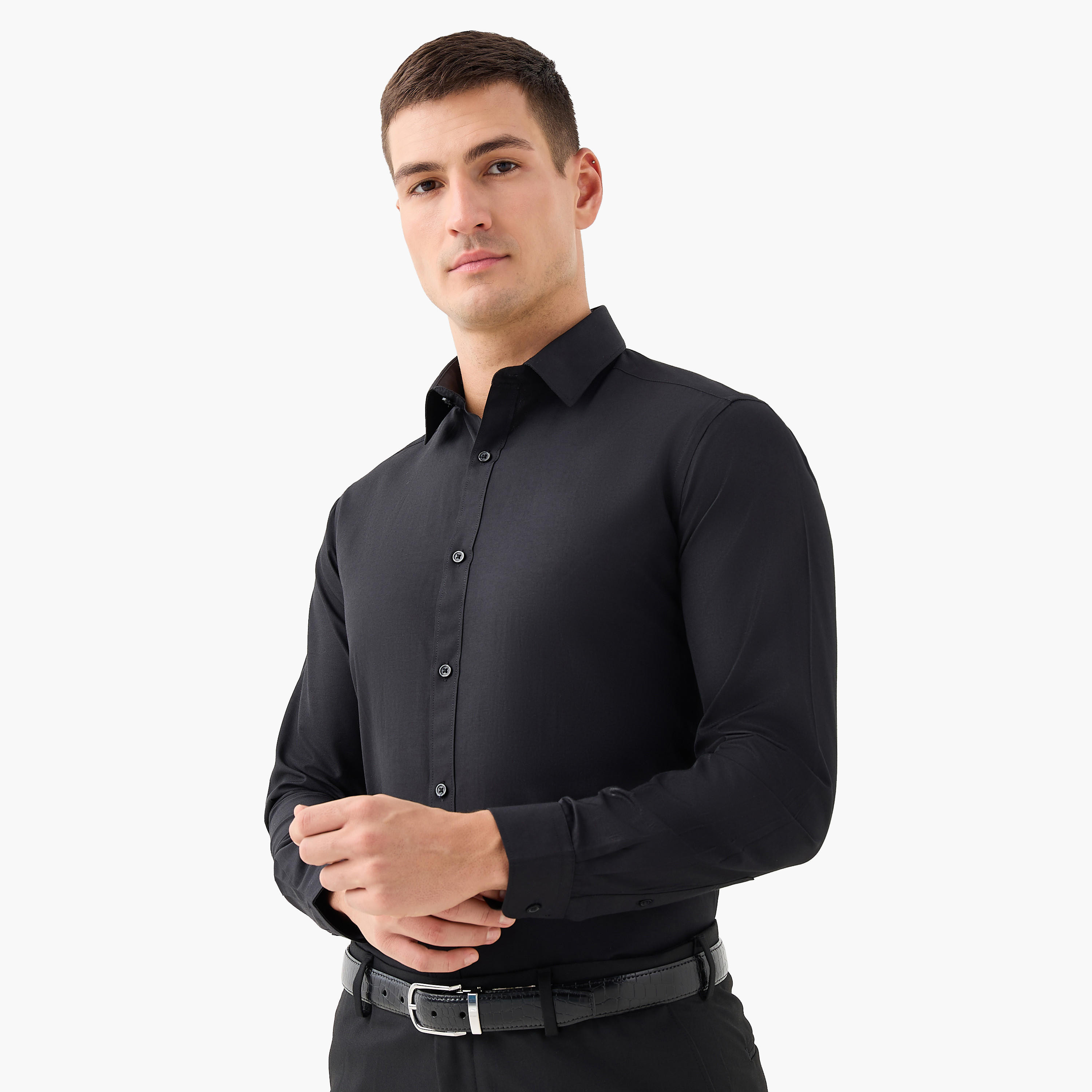 Set of 2 - Regular Fit Collared Shirt with Long Sleeves-men-clothing-shirts-image-5
