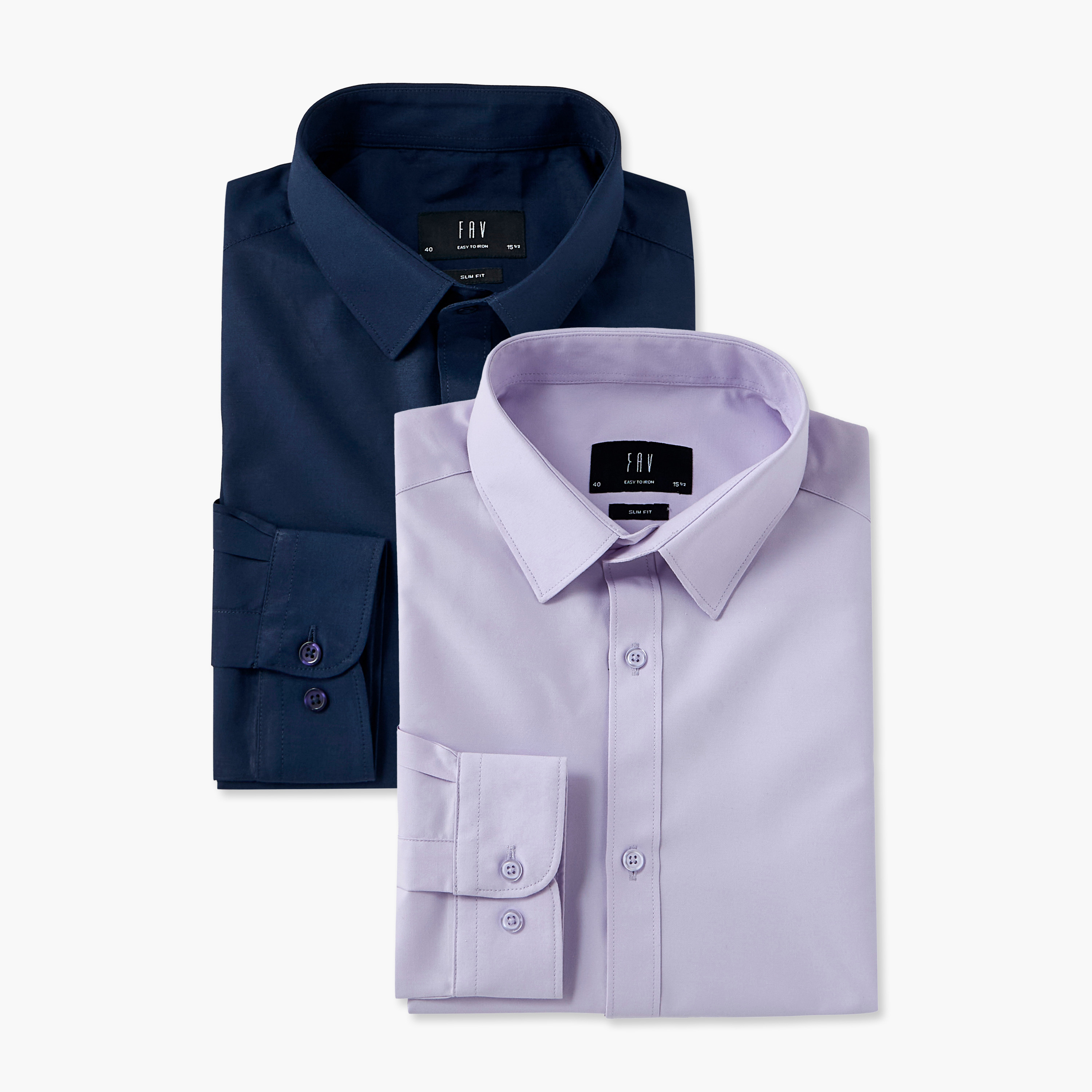 Set of 2 - Regular Fit Collared Shirt with Long Sleeves-men-clothing-shirts-image-1