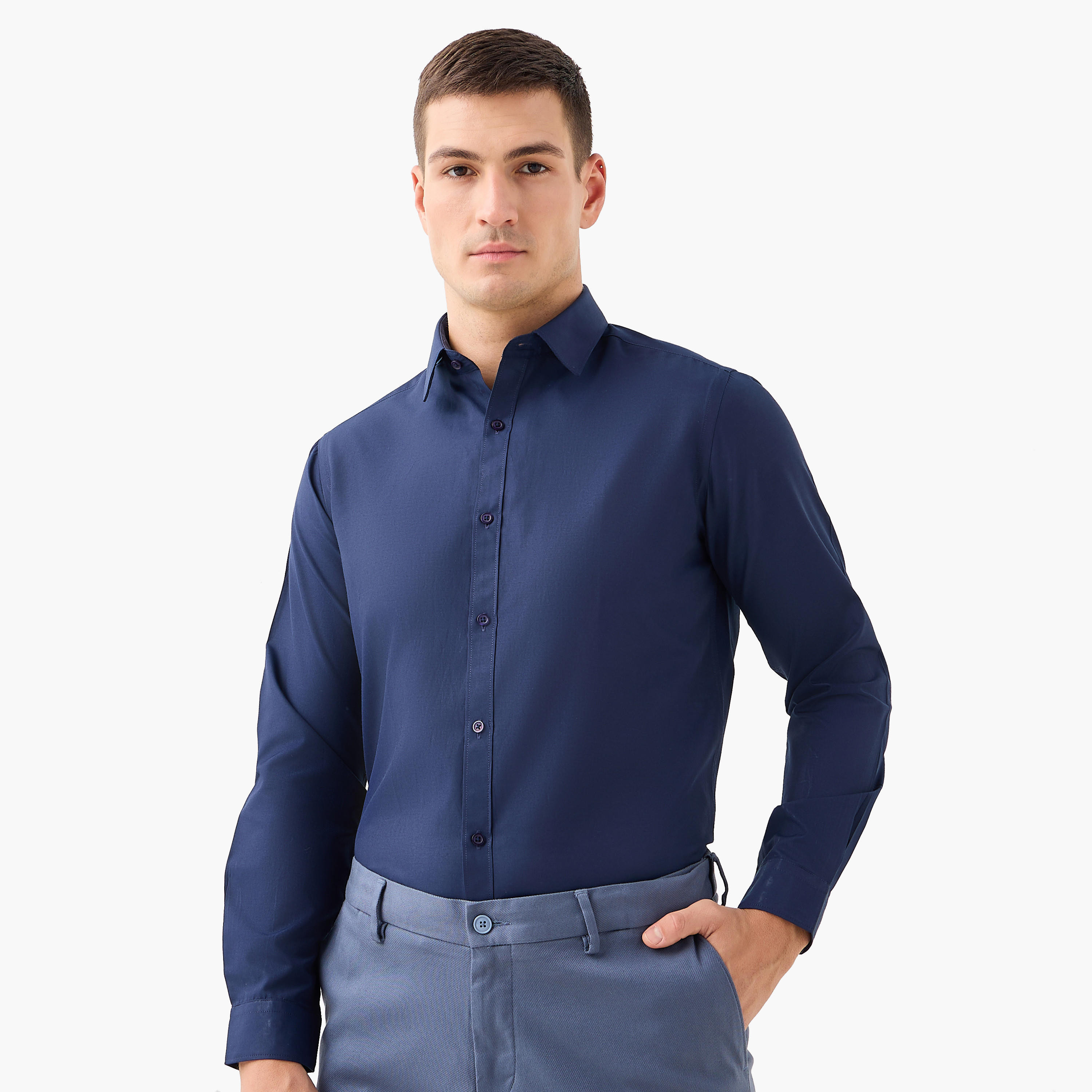 Set of 2 - Regular Fit Collared Shirt with Long Sleeves-men-clothing-shirts-image-5