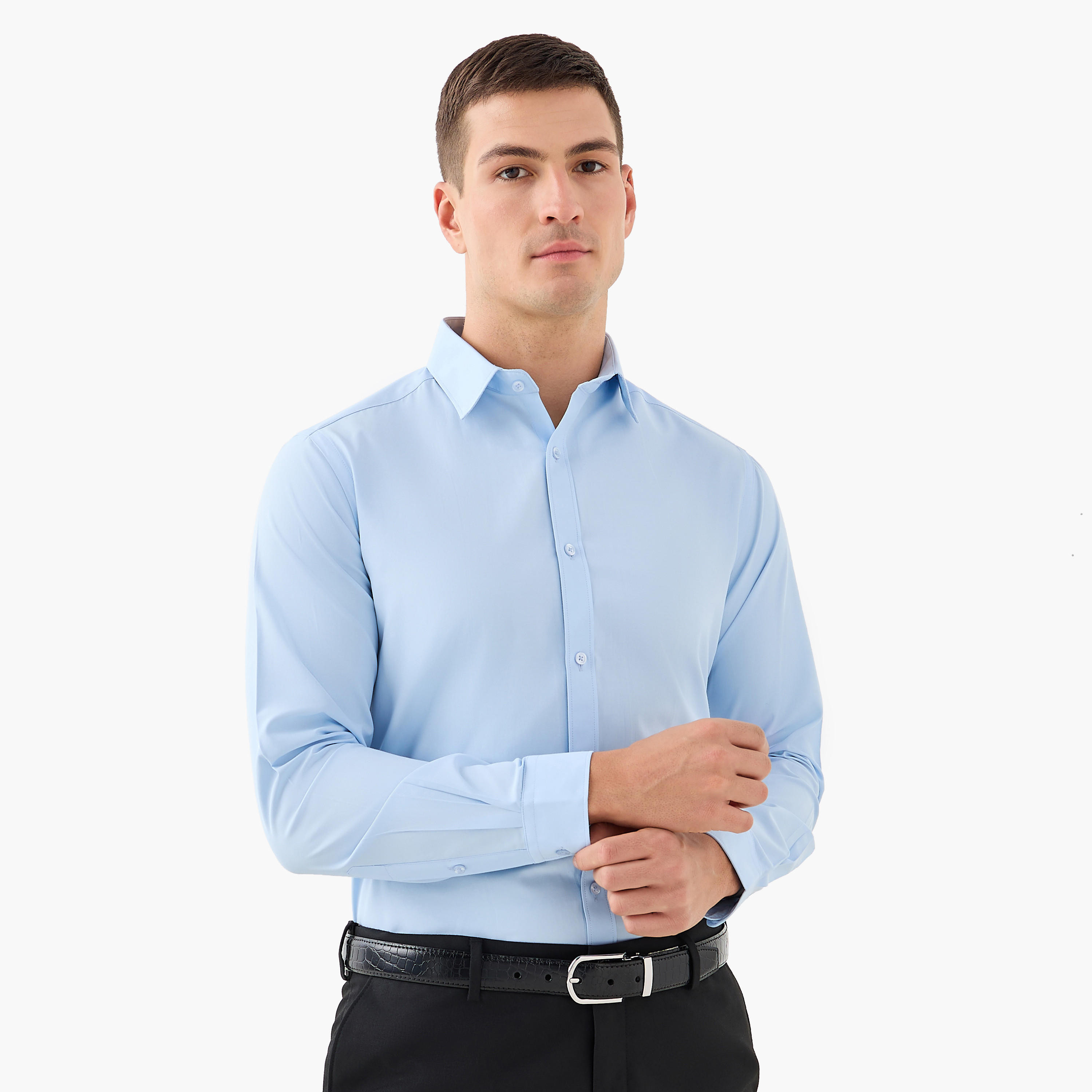 Set of 2 - Regular Fit Collared Shirt with Long Sleeves-men-clothing-shirts-image-4