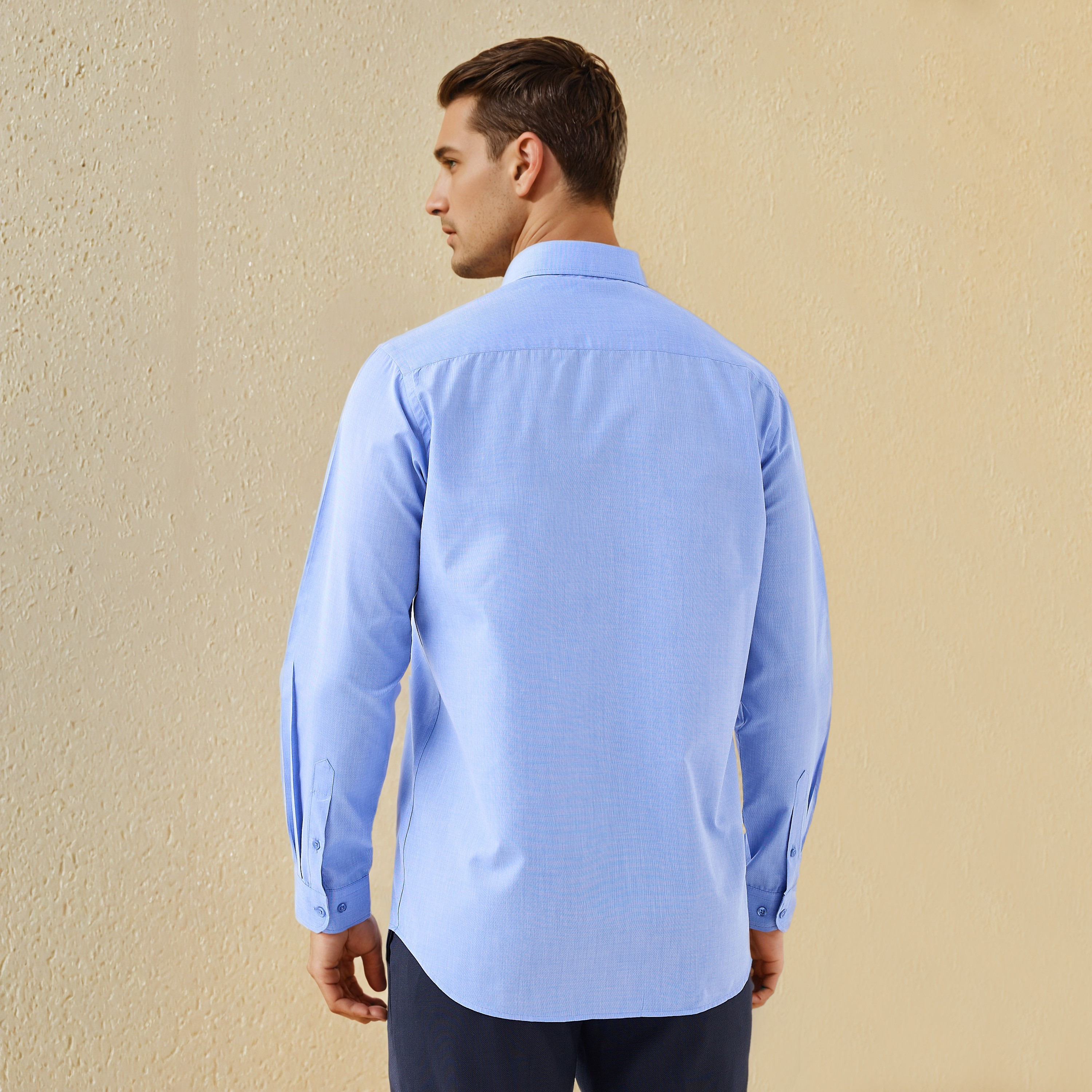 Regular Fit Collared Shirt with Long Sleeves-men-clothing-shirts-image-3