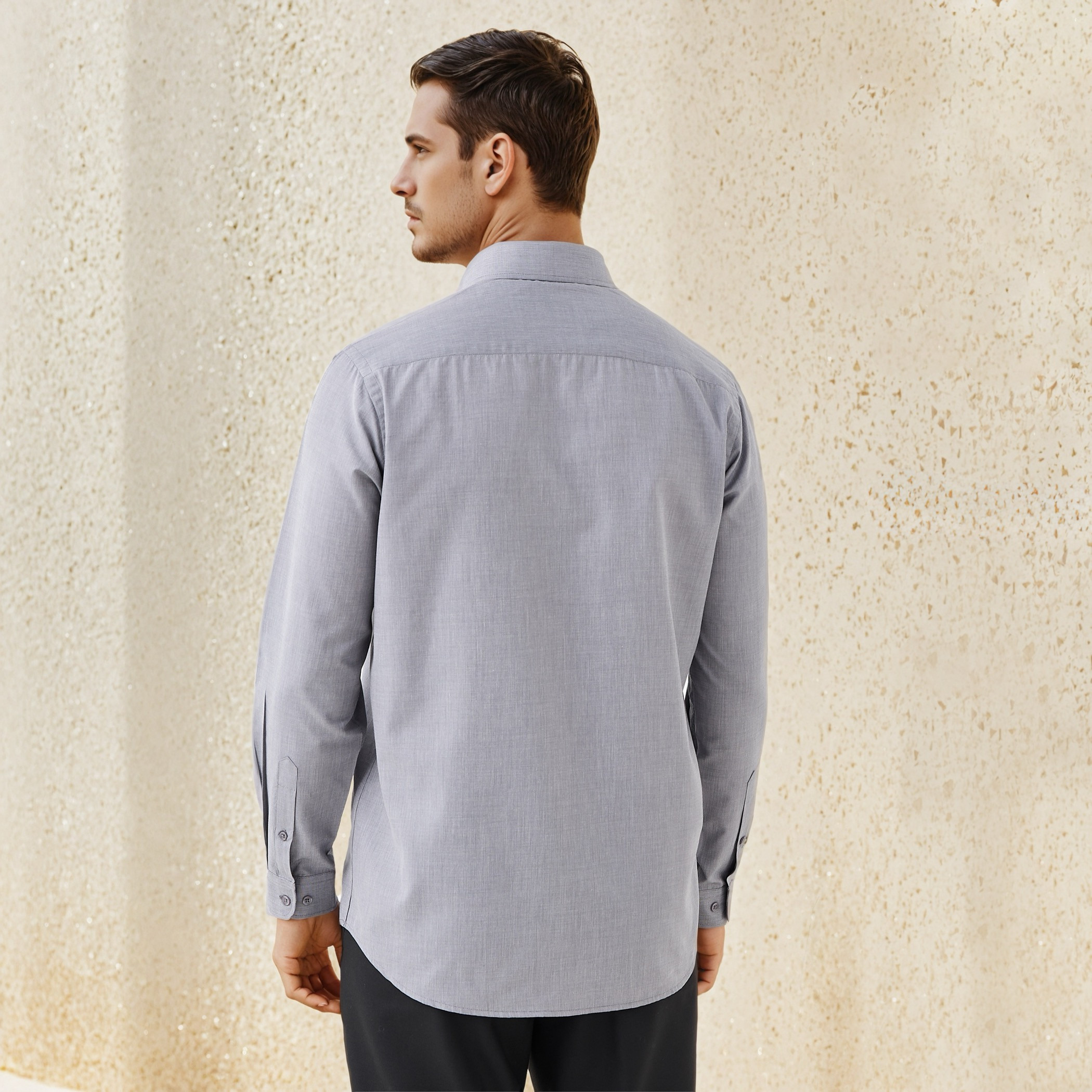 Regular Fit Collared Shirt with Long Sleeves-men-clothing-shirts-image-3