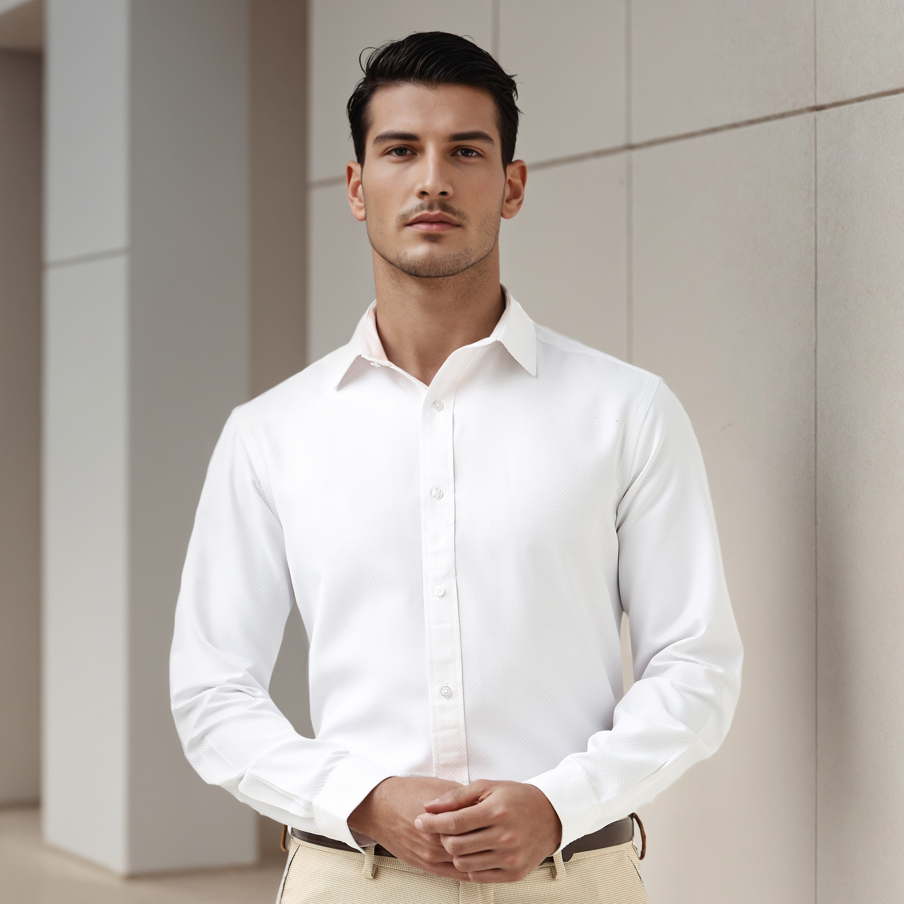 قميص رسمي دوبي بقصة عادية-men-clothing-shirts-image-1