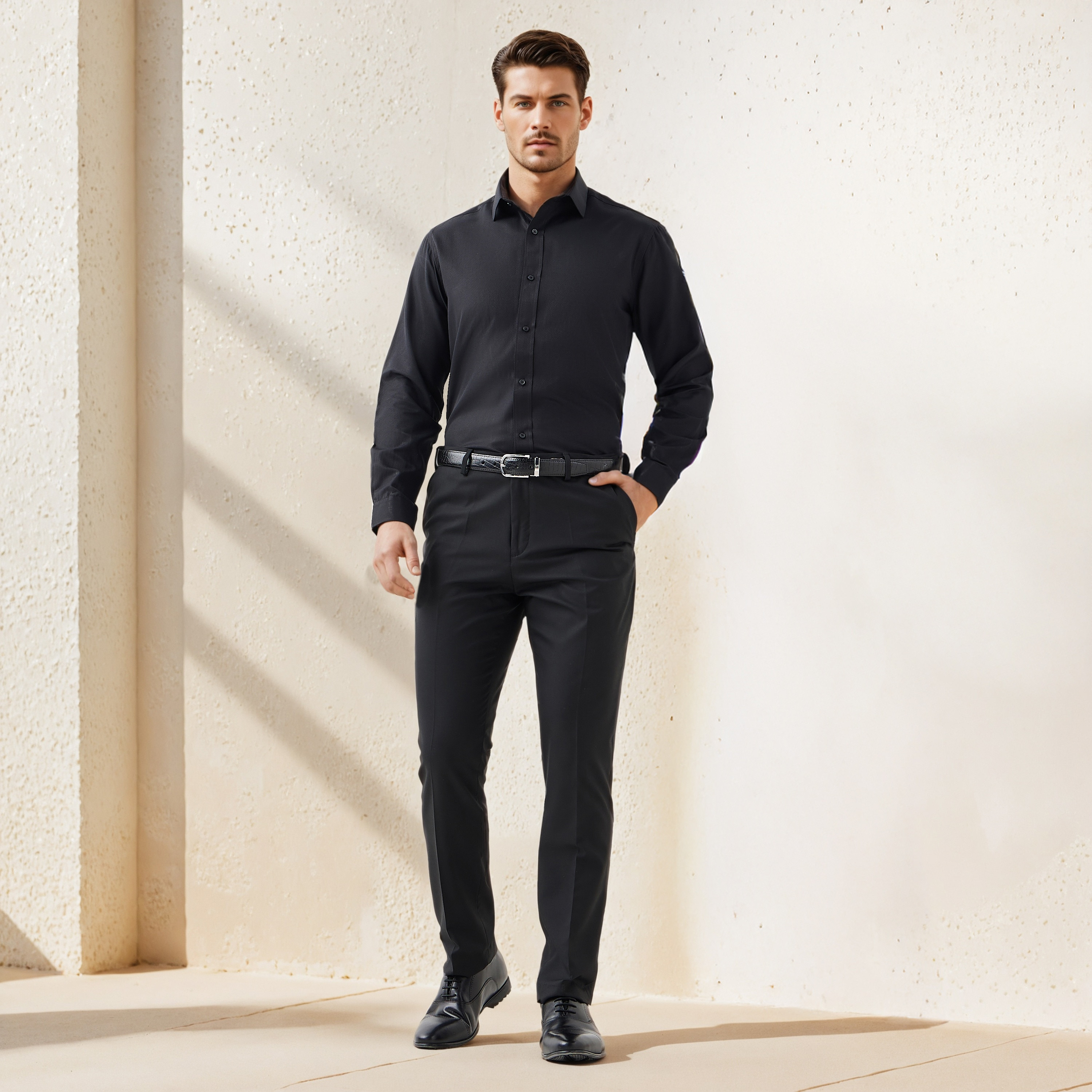 قميص رسمي دوبي بقصة عادية-men-clothing-shirts-image-2