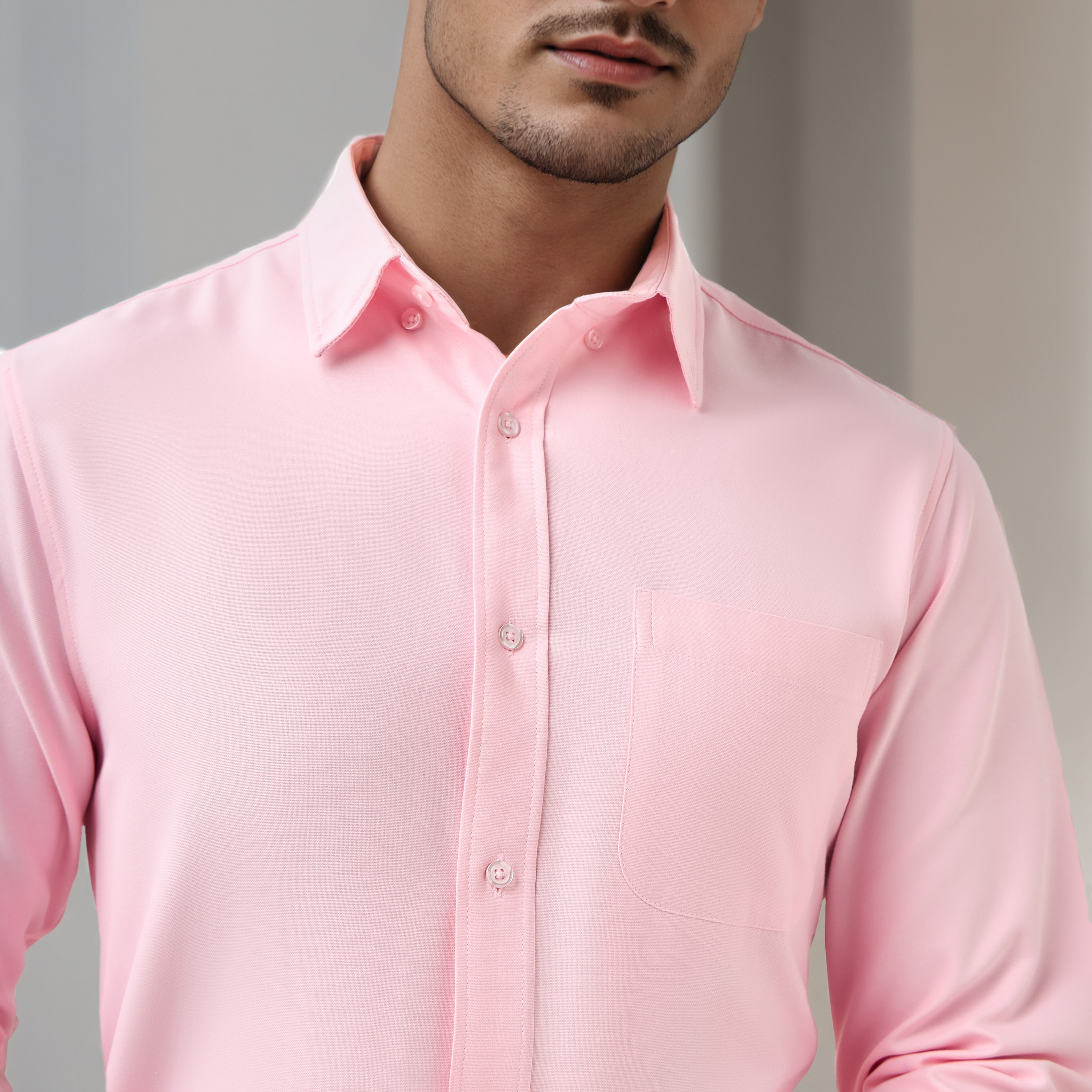 Men Regular Fit Button-Down Collar Long Sleeves Oxford Shirt with Pocket-men-clothing-shirts-image-4