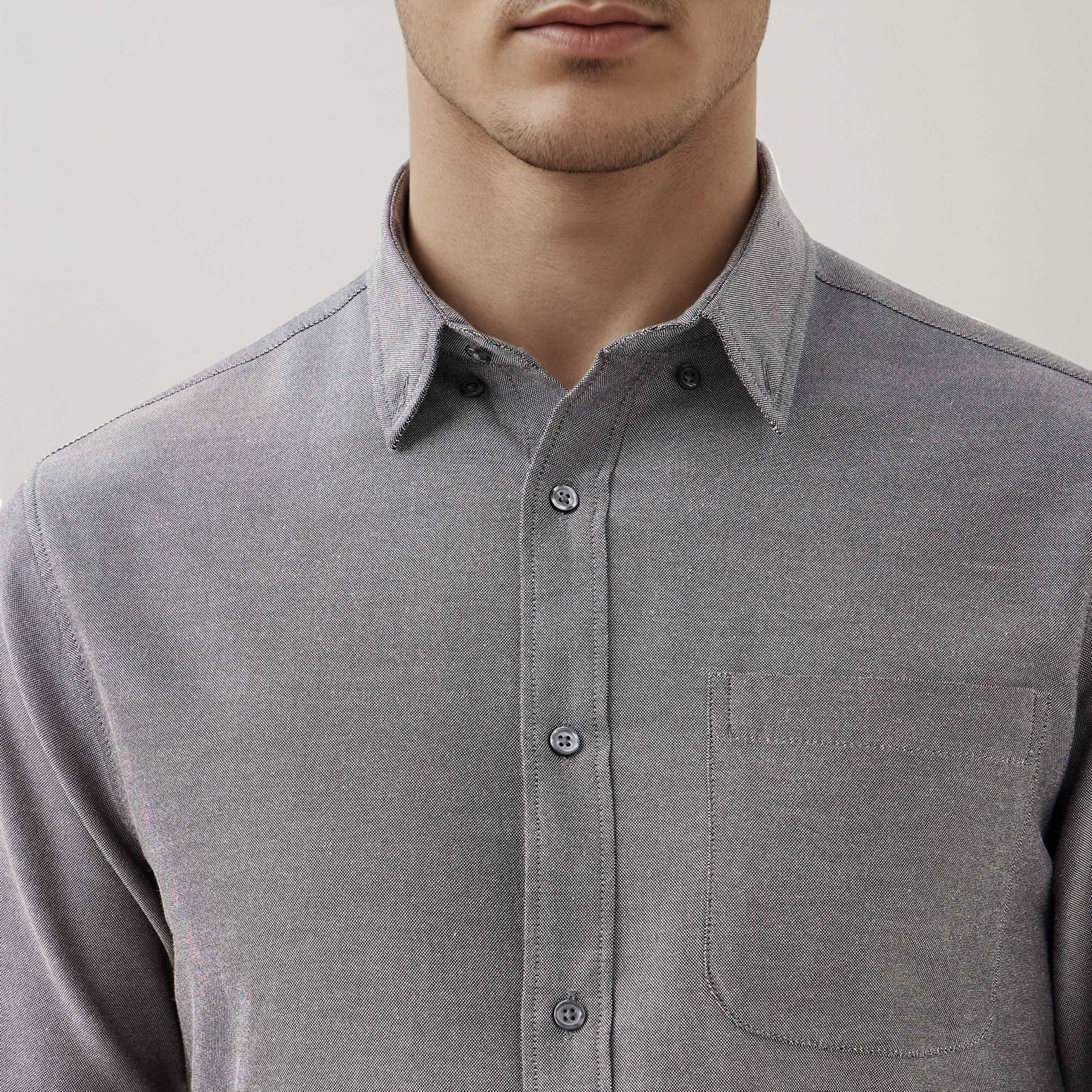 قميص أوكسفورد للرجال بقصة عادية وياقة بأزرار وجيب وأكمام طويلة-men-clothing-shirts-image-5