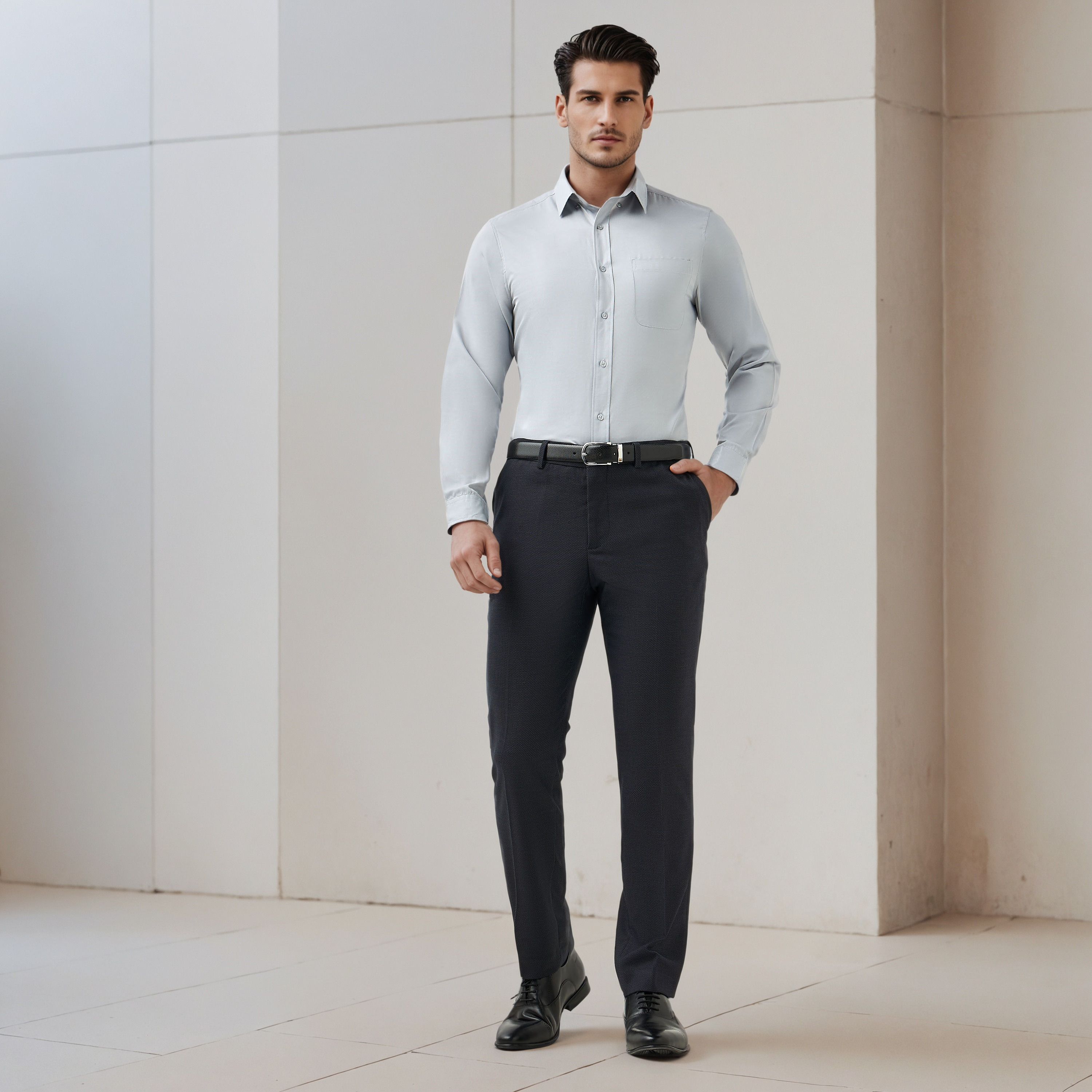 Men Button-Down Collar Solid Long Sleeves Shirt-men-clothing-shirts-image-2
