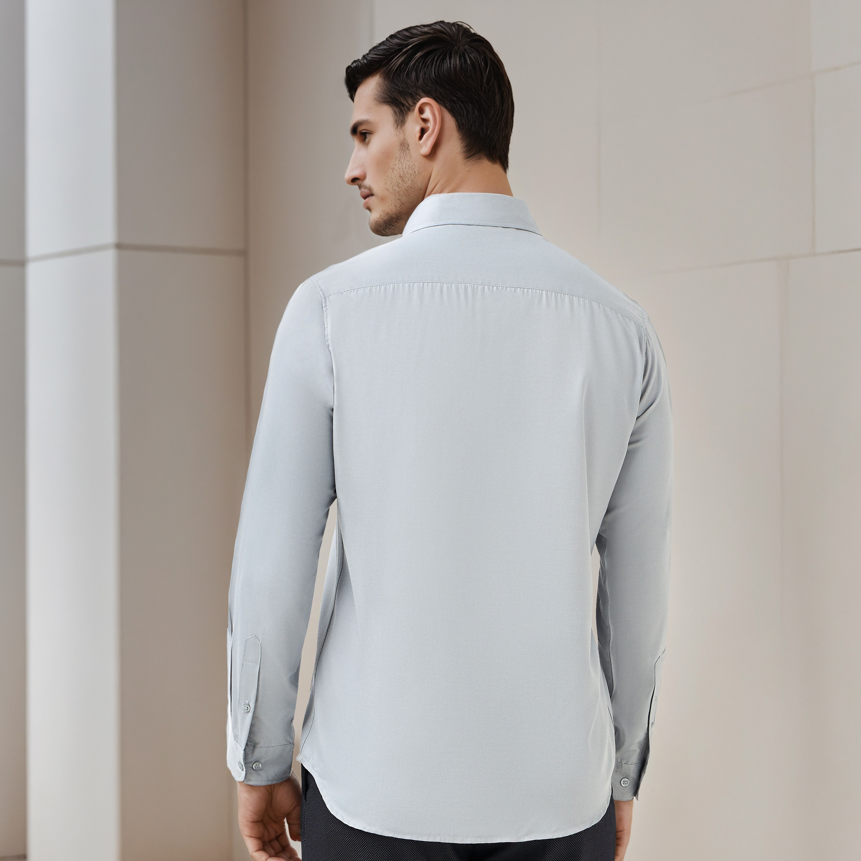 Men Button-Down Collar Solid Long Sleeves Shirt-men-clothing-shirts-image-3