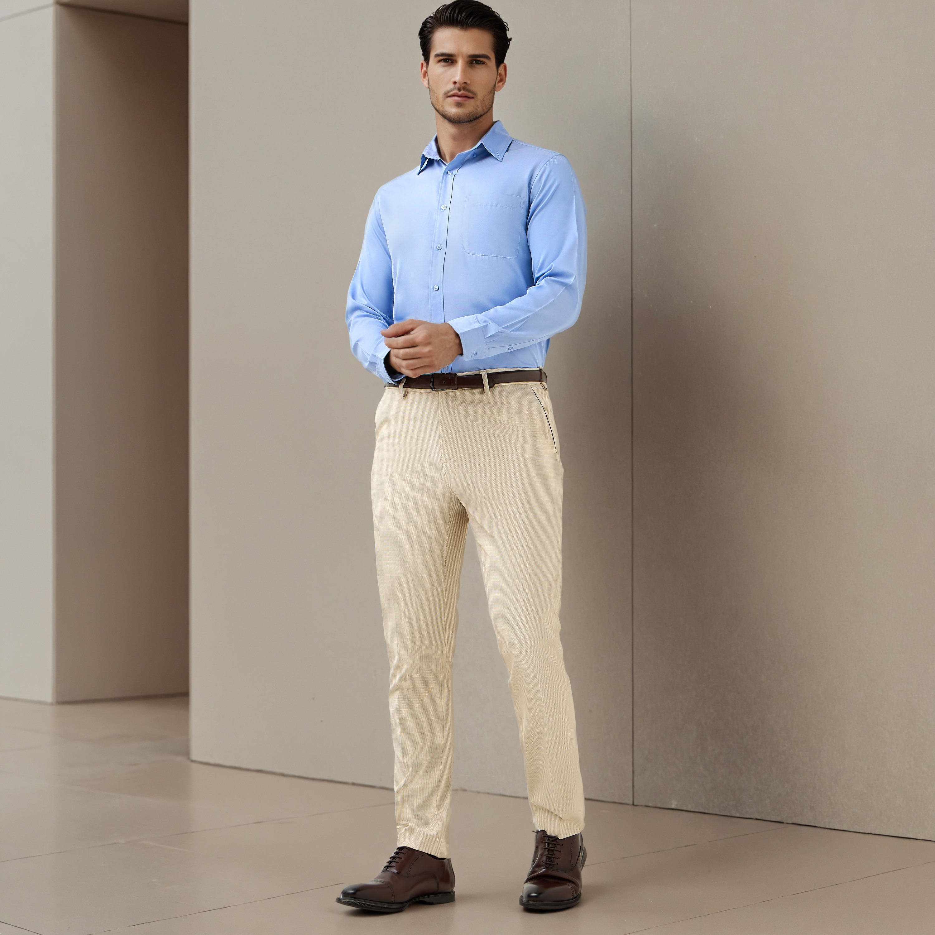Men Button-Down Collar Solid Long Sleeves Shirt-men-clothing-shirts-image-2