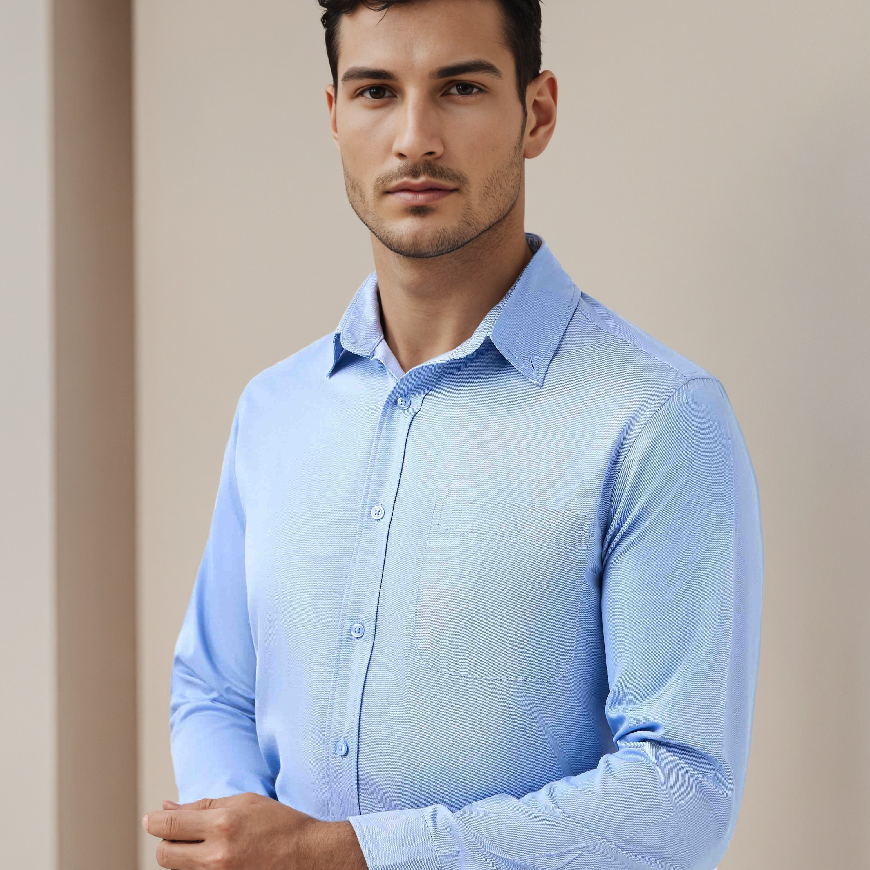 Men Button-Down Collar Solid Long Sleeves Shirt-men-clothing-shirts-image-5