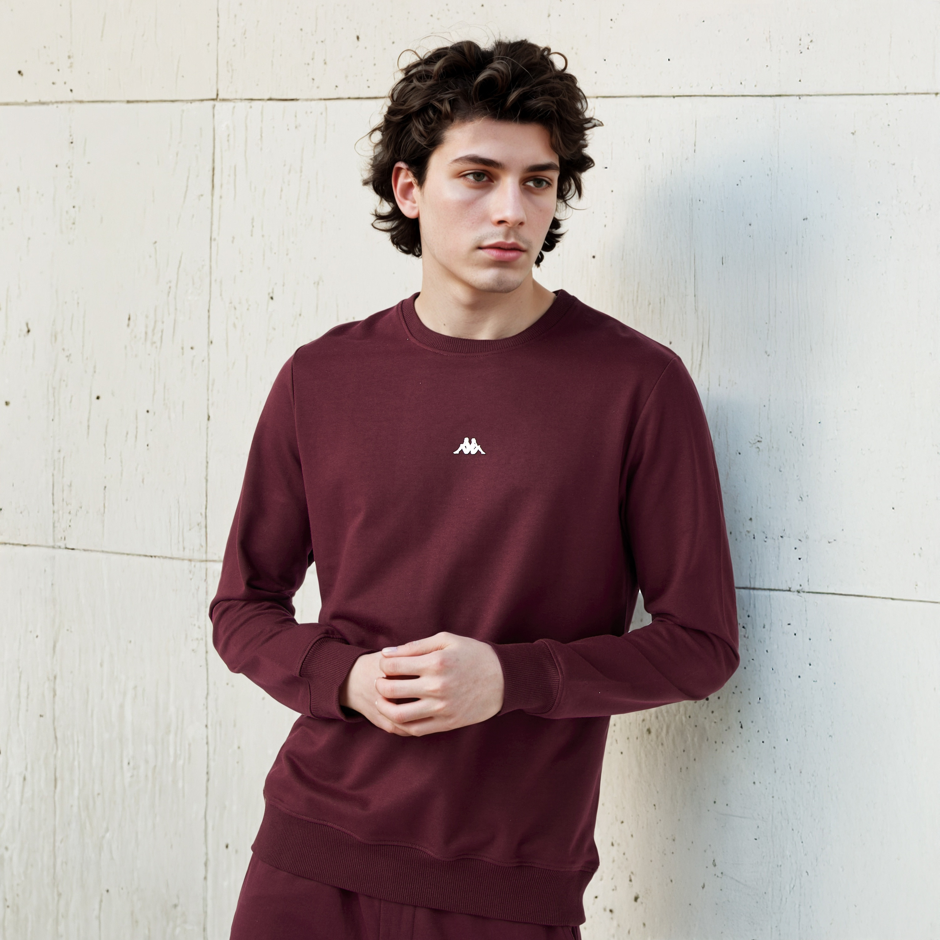 Kappa Logo Print Crew Neck Sweatshirt with Long Sleeves-men-winterwear-hoodiesandsweatshirts-image-1