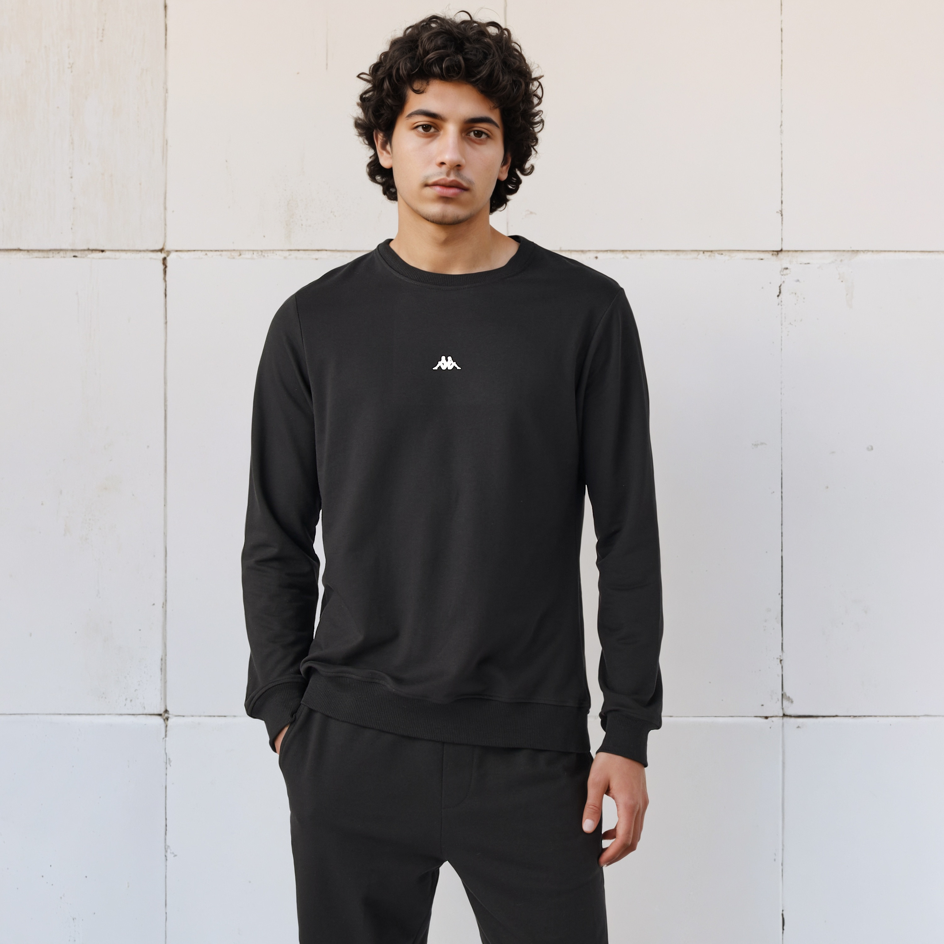 Kappa Logo Print Crew Neck Sweatshirt with Long Sleeves-men-winterwear-hoodiesandsweatshirts-image-1