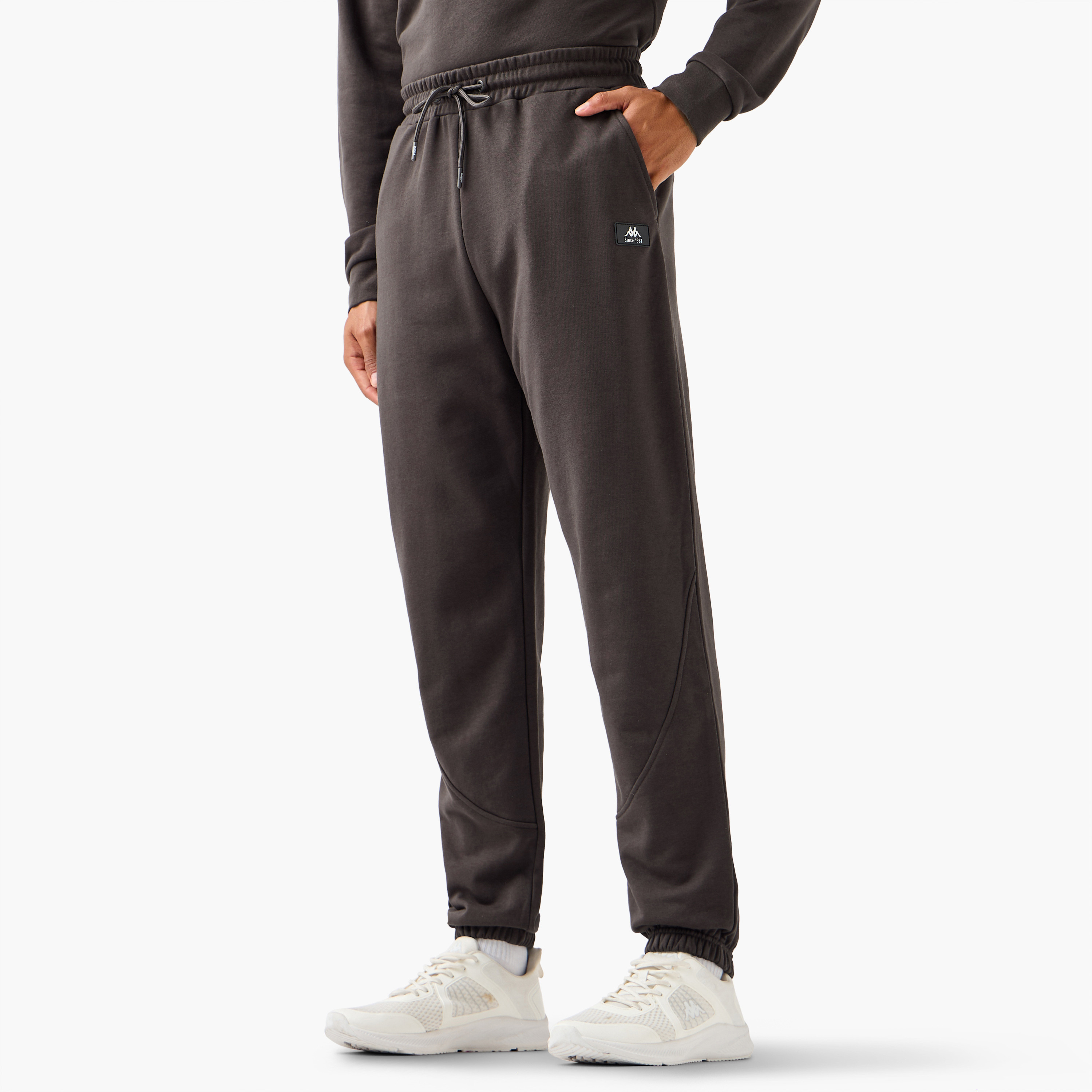 Kappa Men Relaxed Fit Flexi Waist Joggers with Panelled Design-men-clothing-sportswearandactivewear-bottoms-joggers-image-1