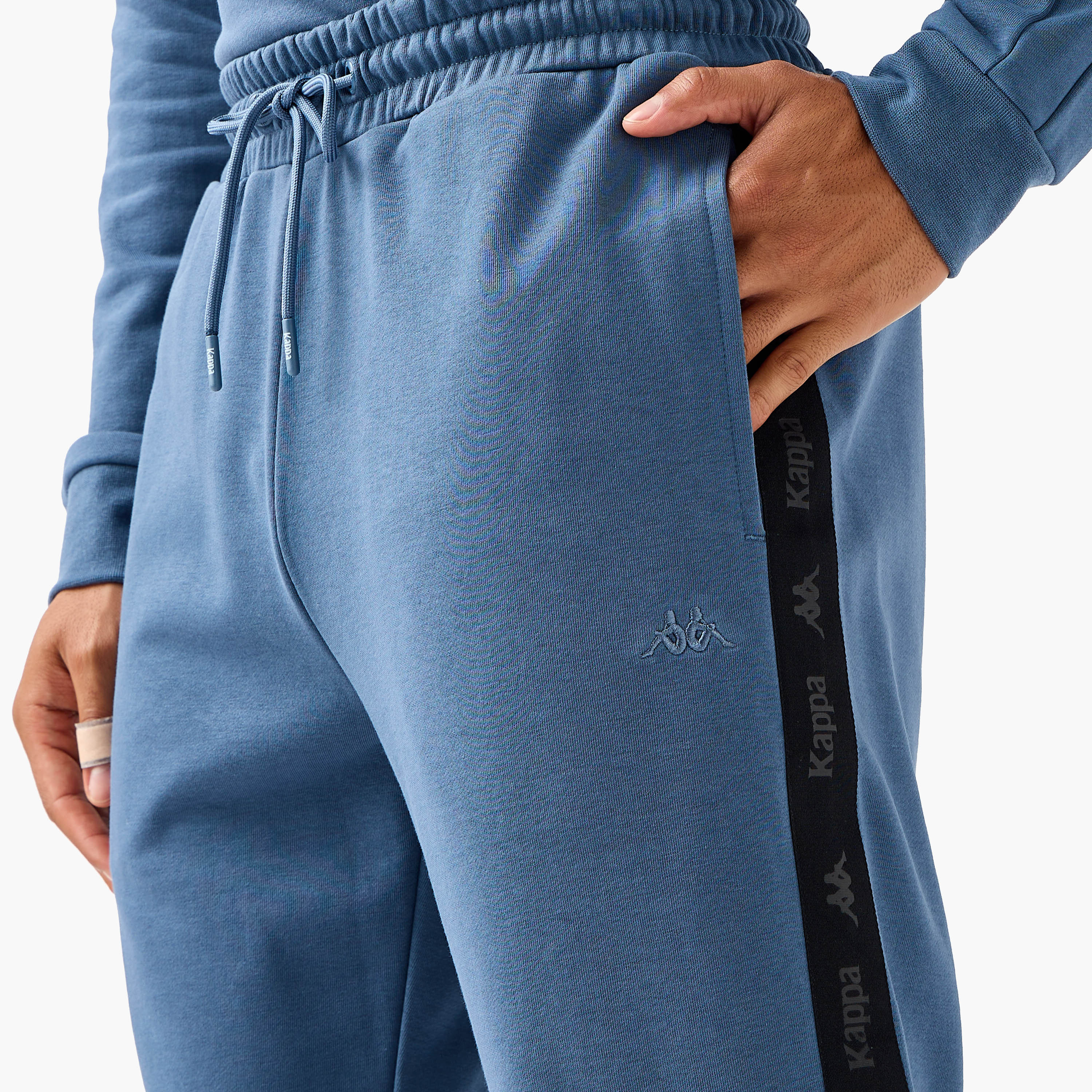 Kappa Men Relaxed Fit Flexi Waist Joggers with Side Logo Panel-men-clothing-sportswearandactivewear-bottoms-joggers-image-4