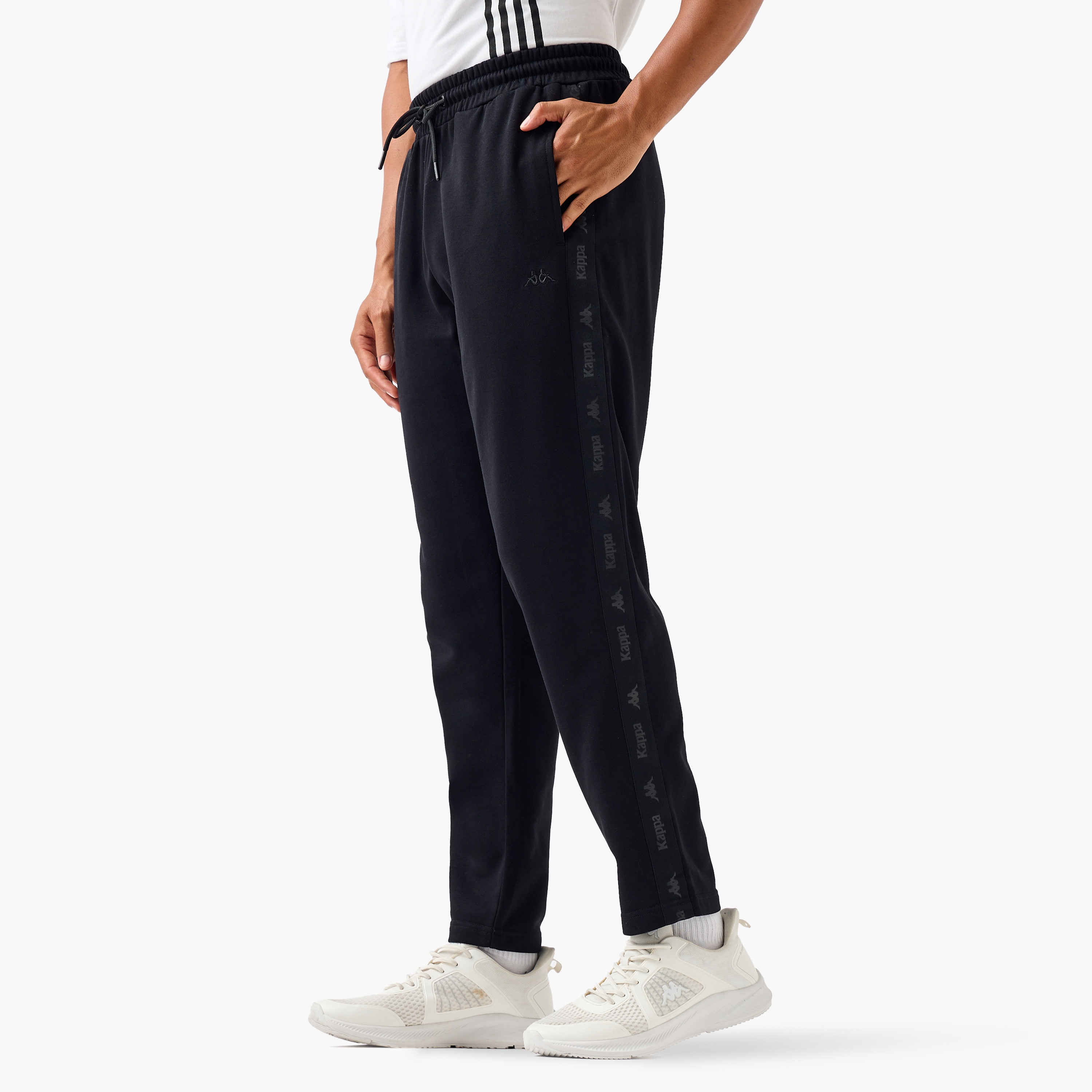 Kappa Men Relaxed Fit Flexi Waist Joggers with Side Logo Panel-men-clothing-sportswearandactivewear-bottoms-joggers-image-1