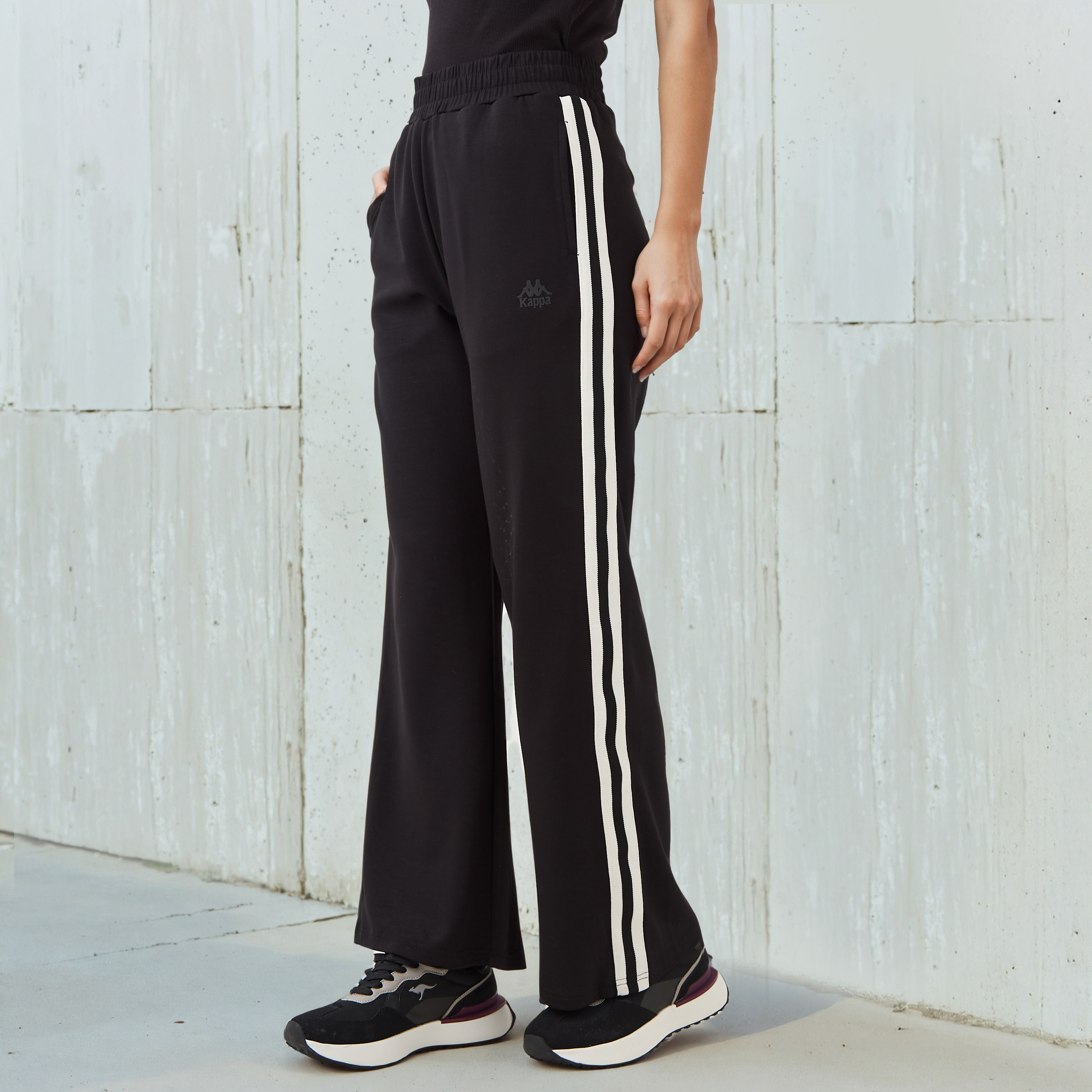 Kappa Women Contrast Tape Soft Touch Track Pants with Pockets-women-clothing-bottoms-joggers-image-1