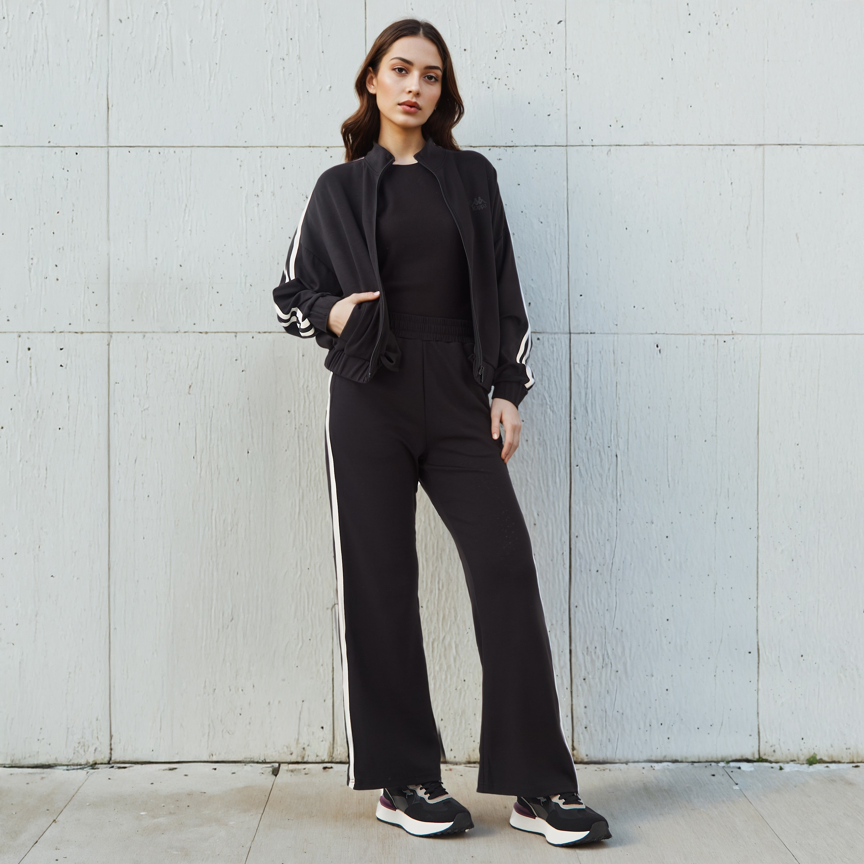 Kappa Women Contrast Tape Soft Touch Track Pants with Pockets-women-clothing-bottoms-joggers-image-2