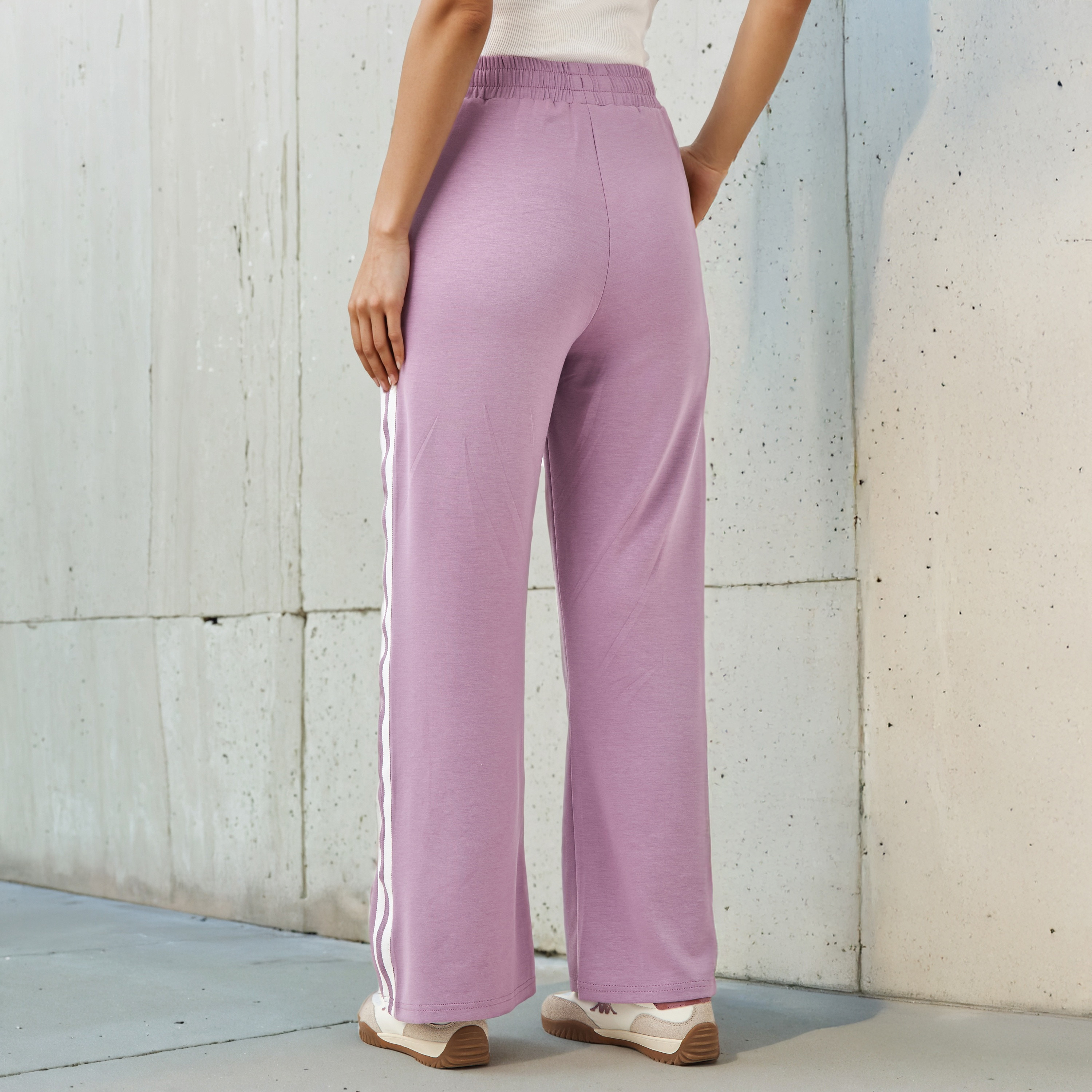 Kappa Women Contrast Tape Soft Touch Track Pants with Pockets-women-clothing-bottoms-joggers-image-3