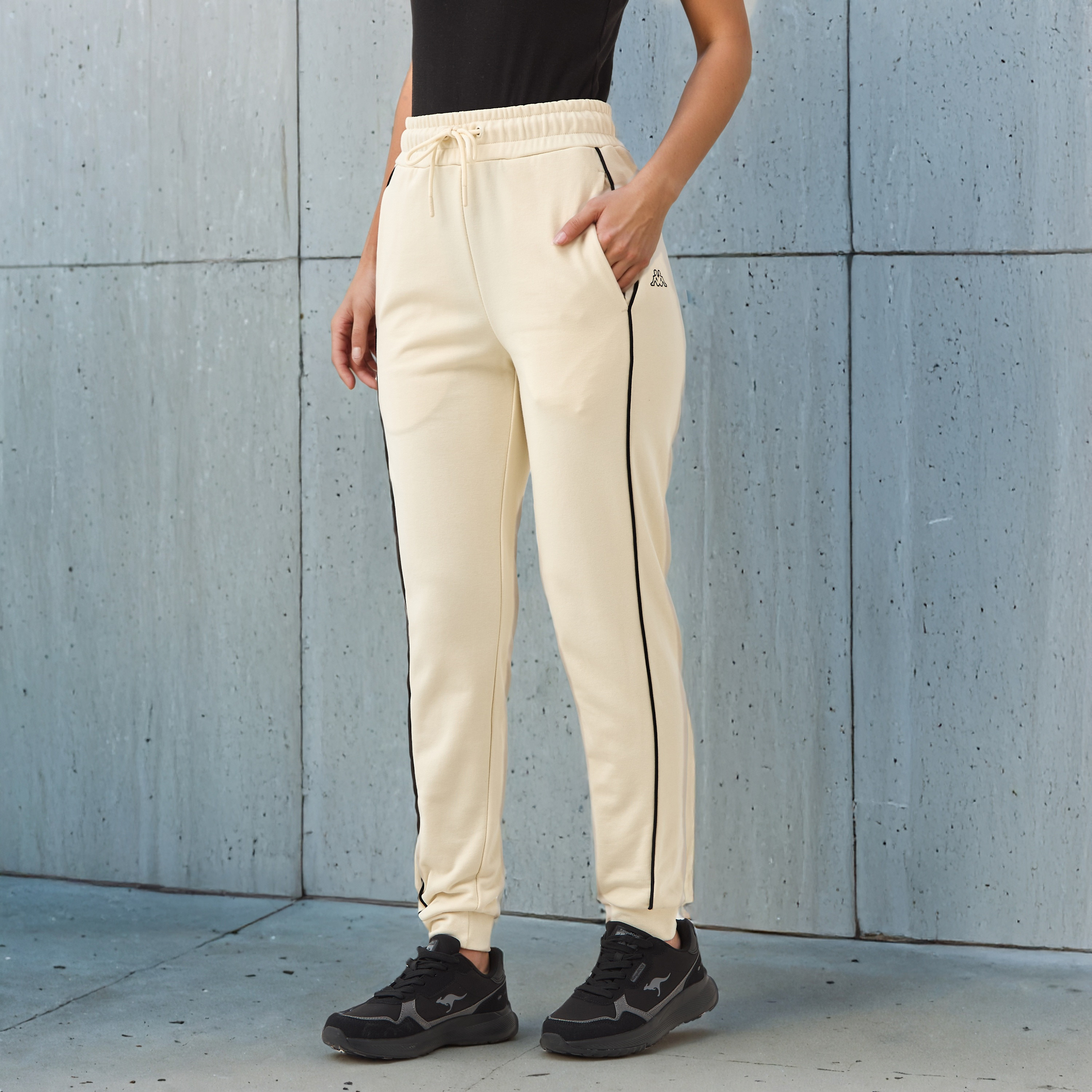 Kappa Women Relaxed Fit Flexi Waist Joggers with Pockets-women-clothing-bottoms-joggers-image-1